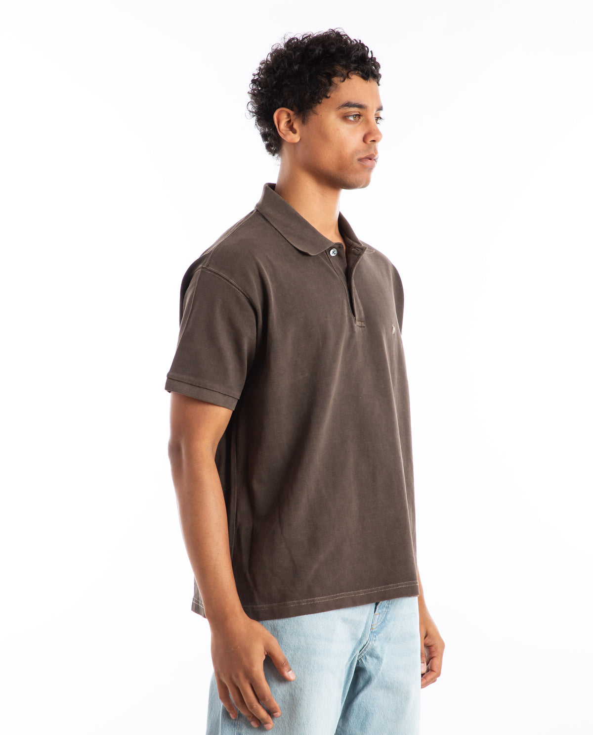 Pique Polo Pigment Dyed Brown Men Shirts STUSSY