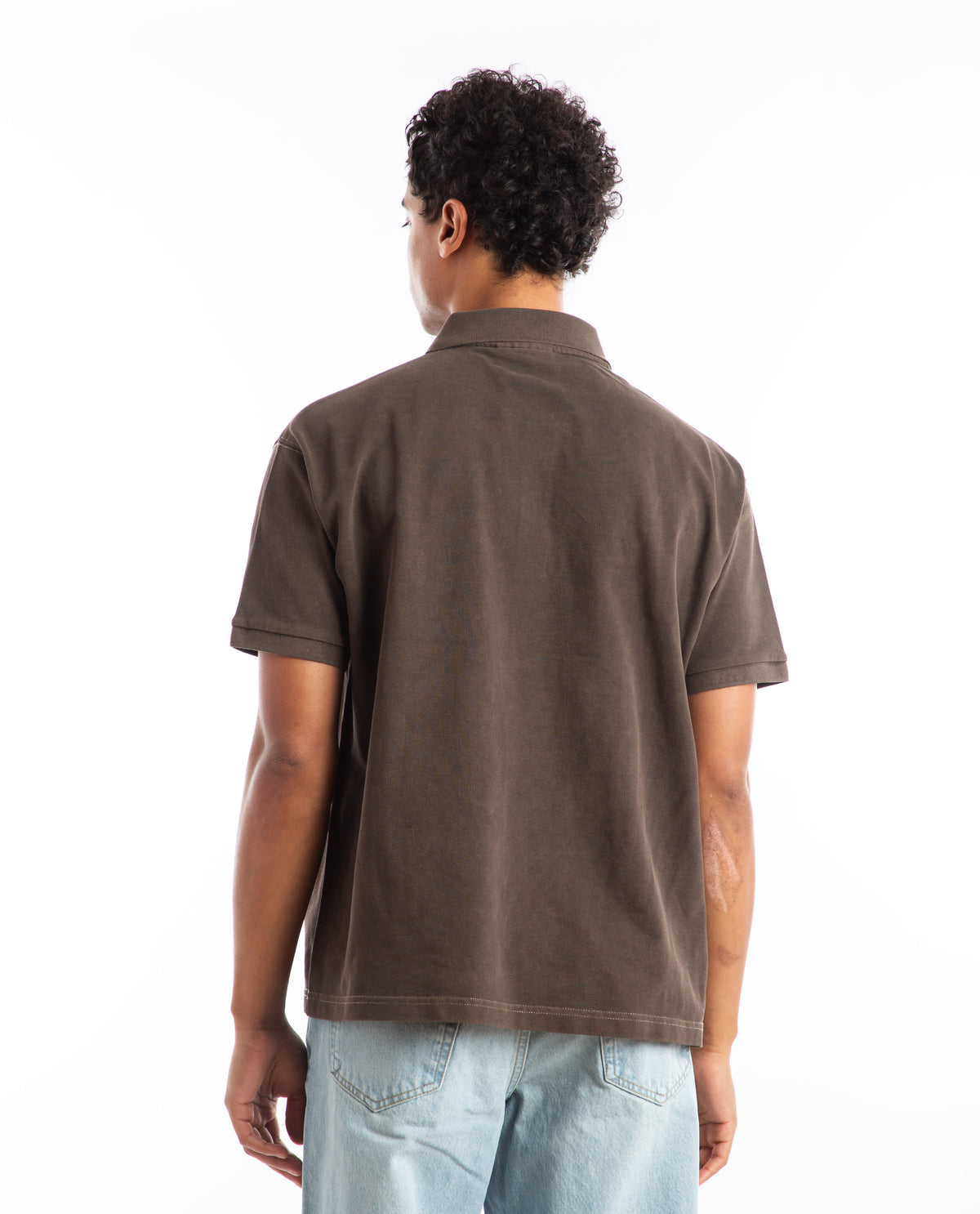 Pique Polo Pigment Dyed Brown Men Shirts STUSSY