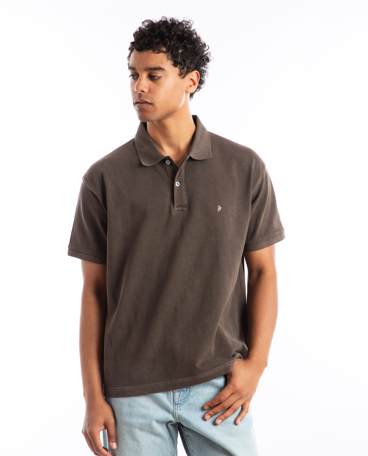 Pique Polo Pigment Dyed Brown Men Shirts STUSSY