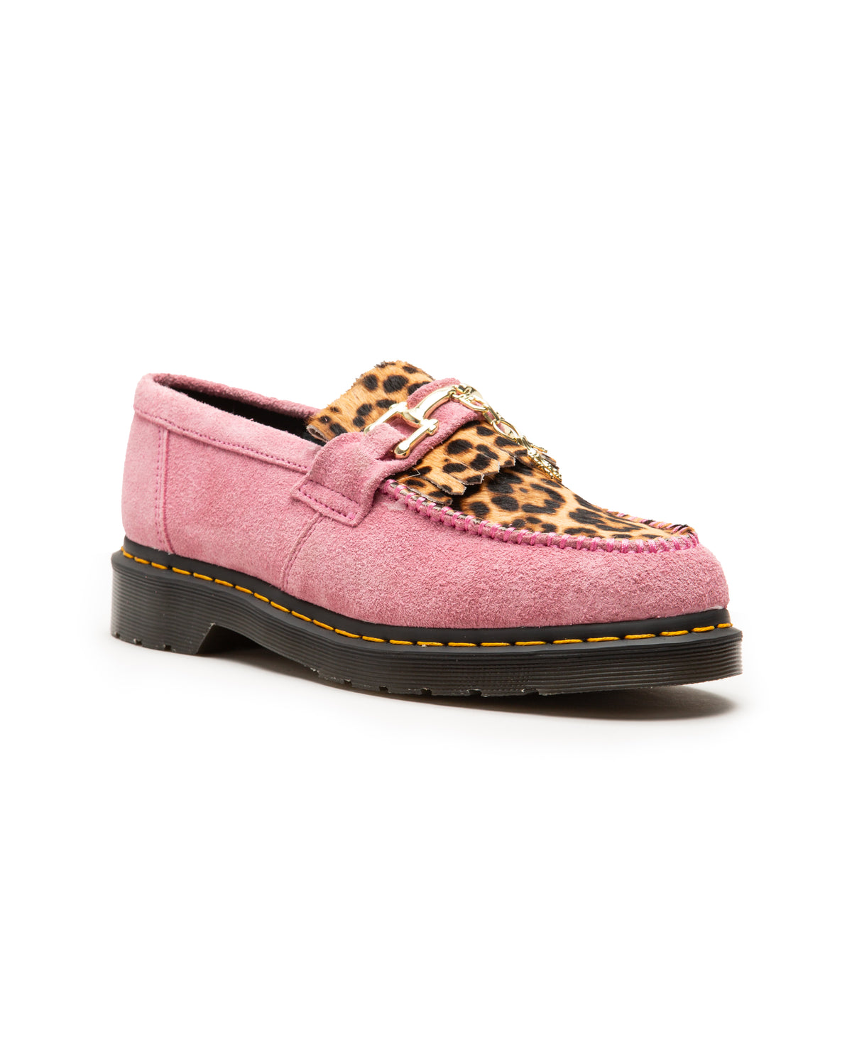 Adrian Hair-On Leopard Snaffle Loafers Pink Men Dress Shoes DR. MARTENS