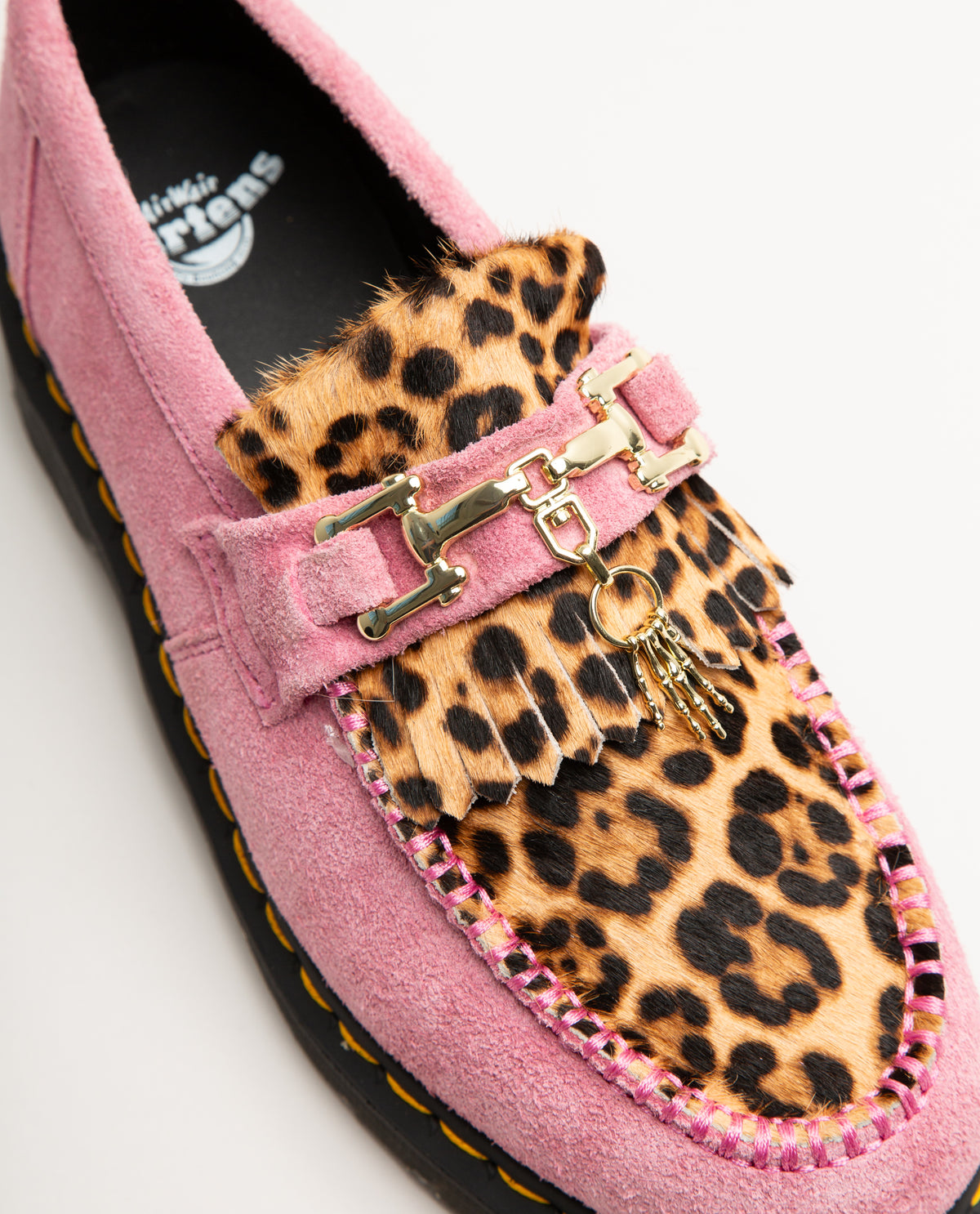 Adrian Hair-On Leopard Snaffle Loafers Pink Men Dress Shoes DR. MARTENS