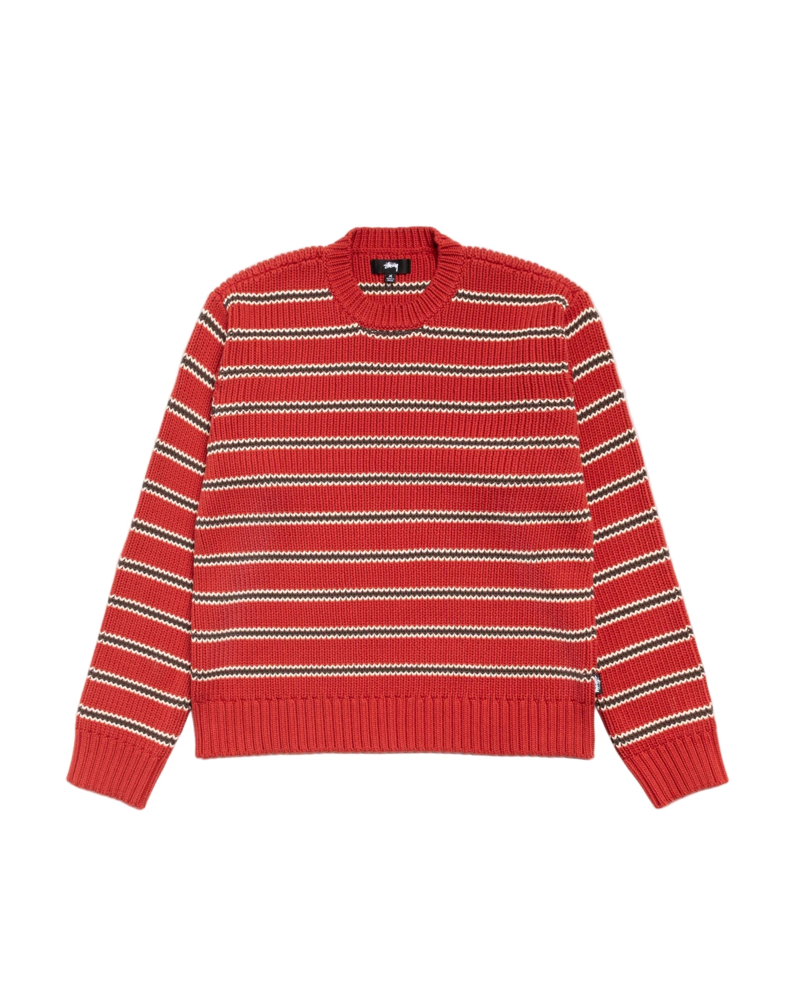 Red striped sweater on a white background
