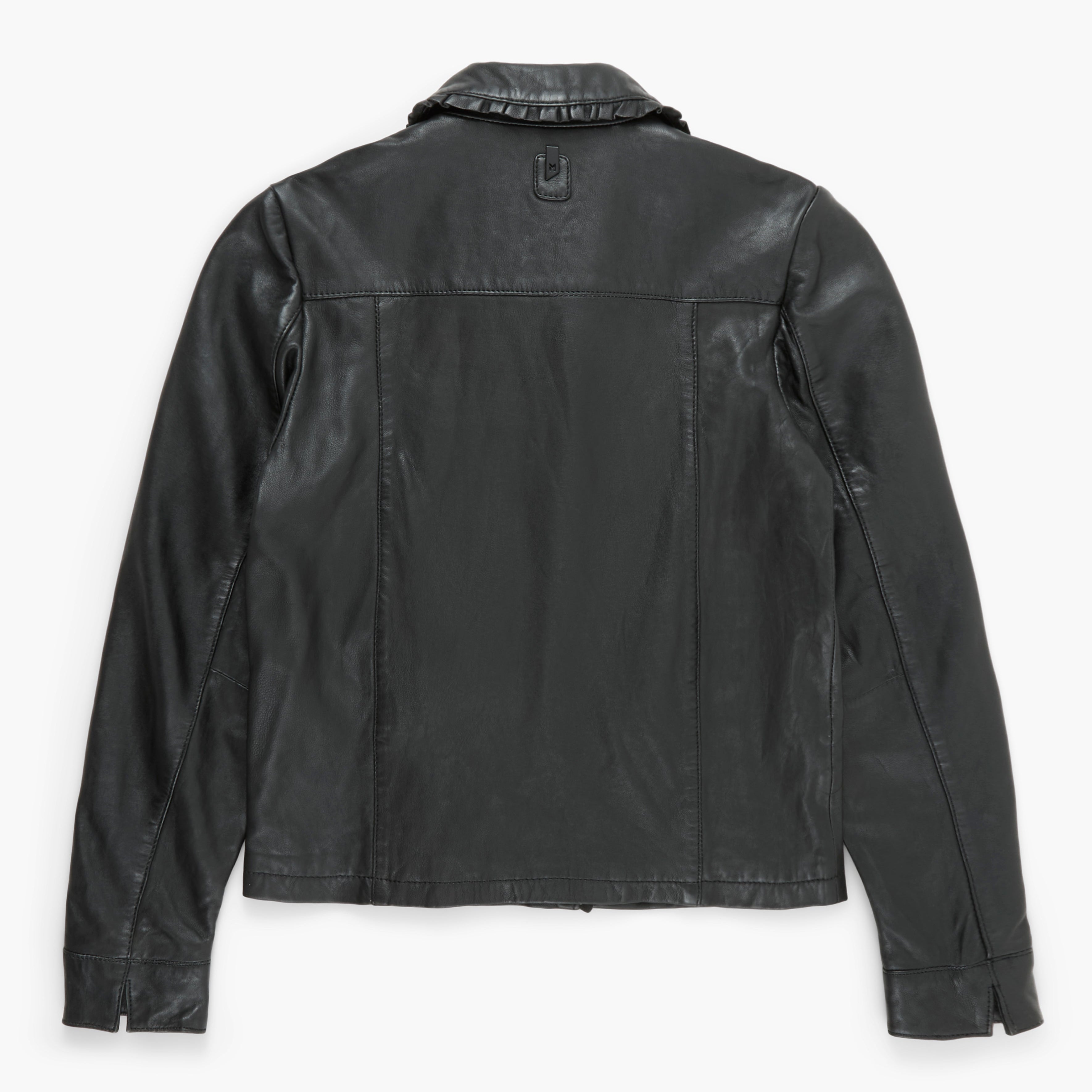 Black leather jacket on a white background