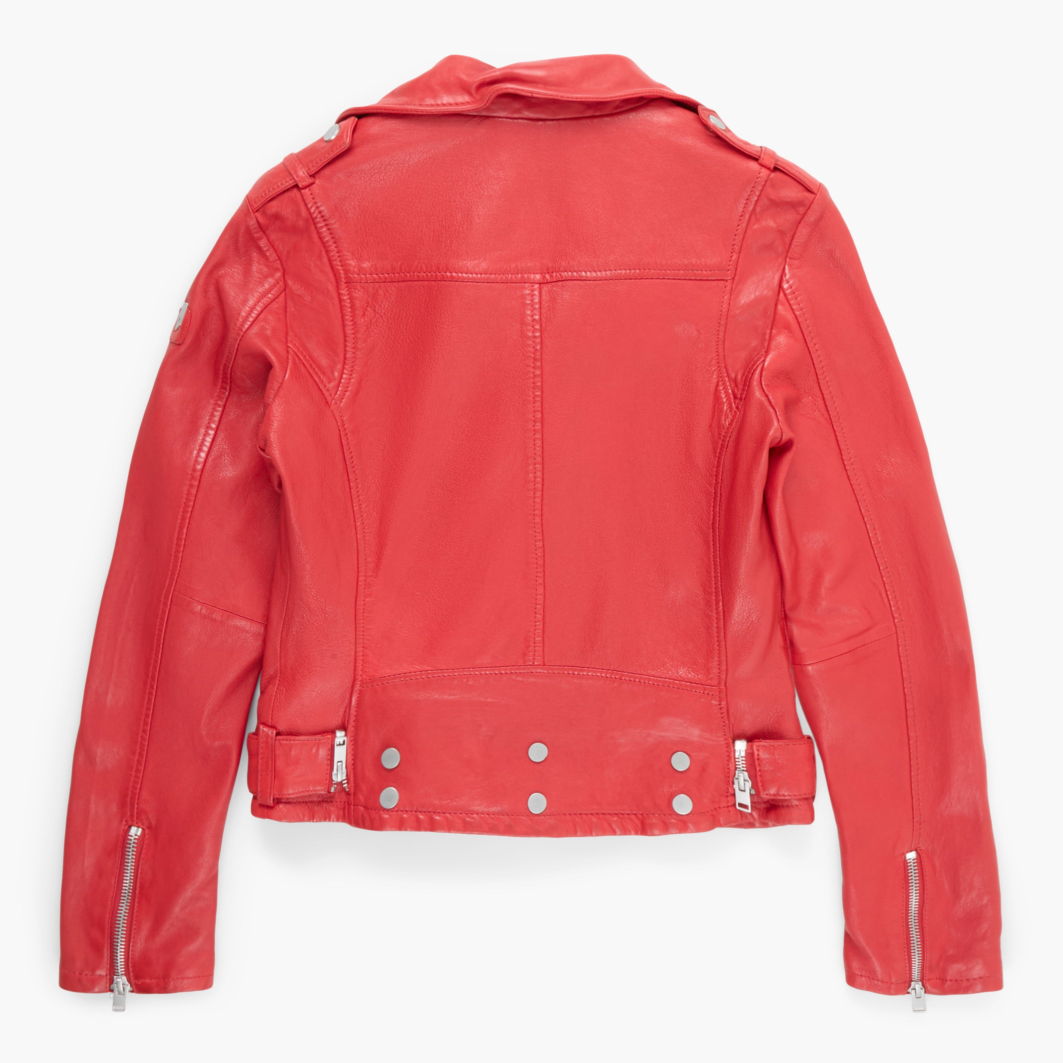 Red leather jacket on a white background