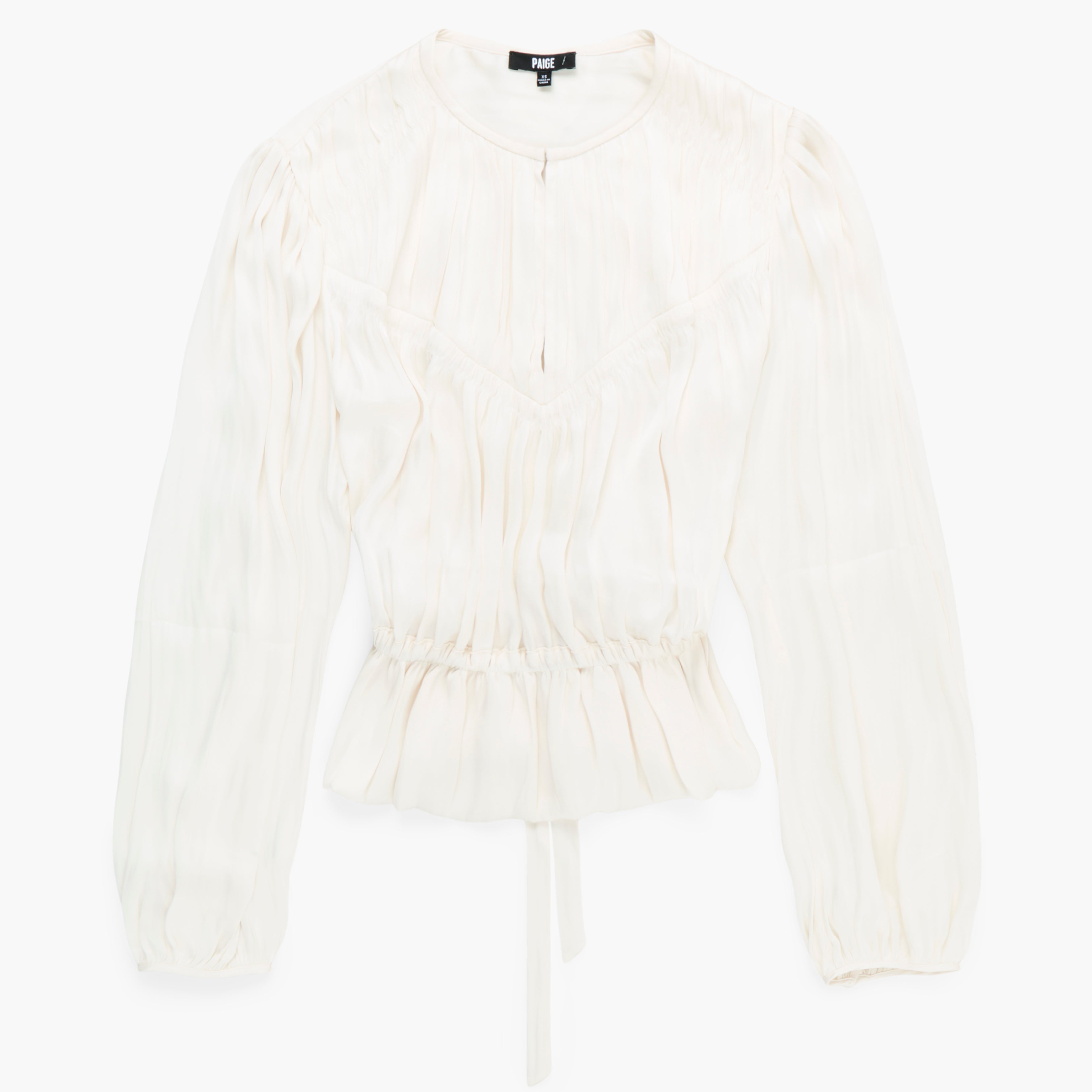 White blouse with long sleeves on a white background