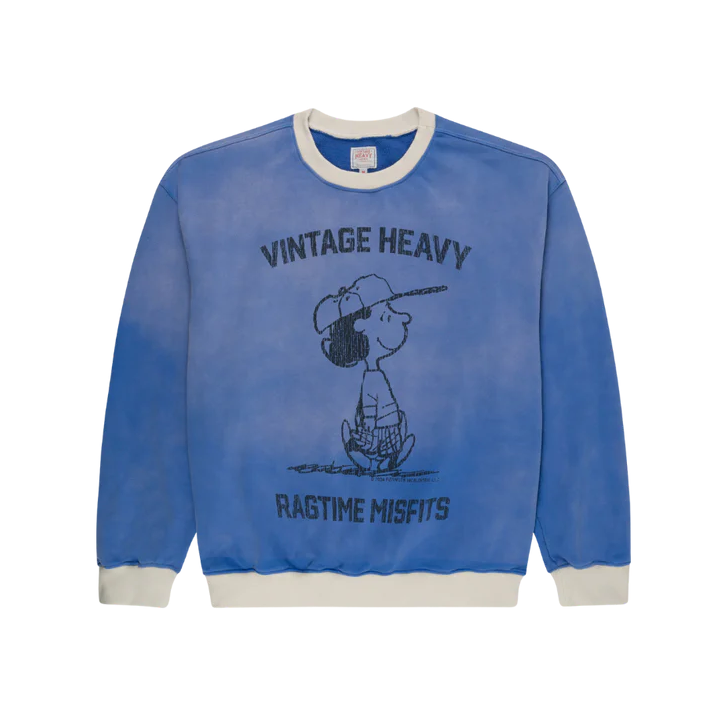 Blue sweatshirt with graphic design on a white background