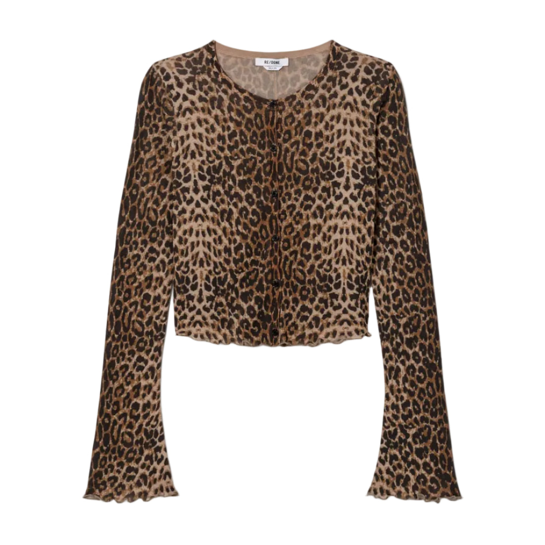 Leopard print long-sleeve top on a white background