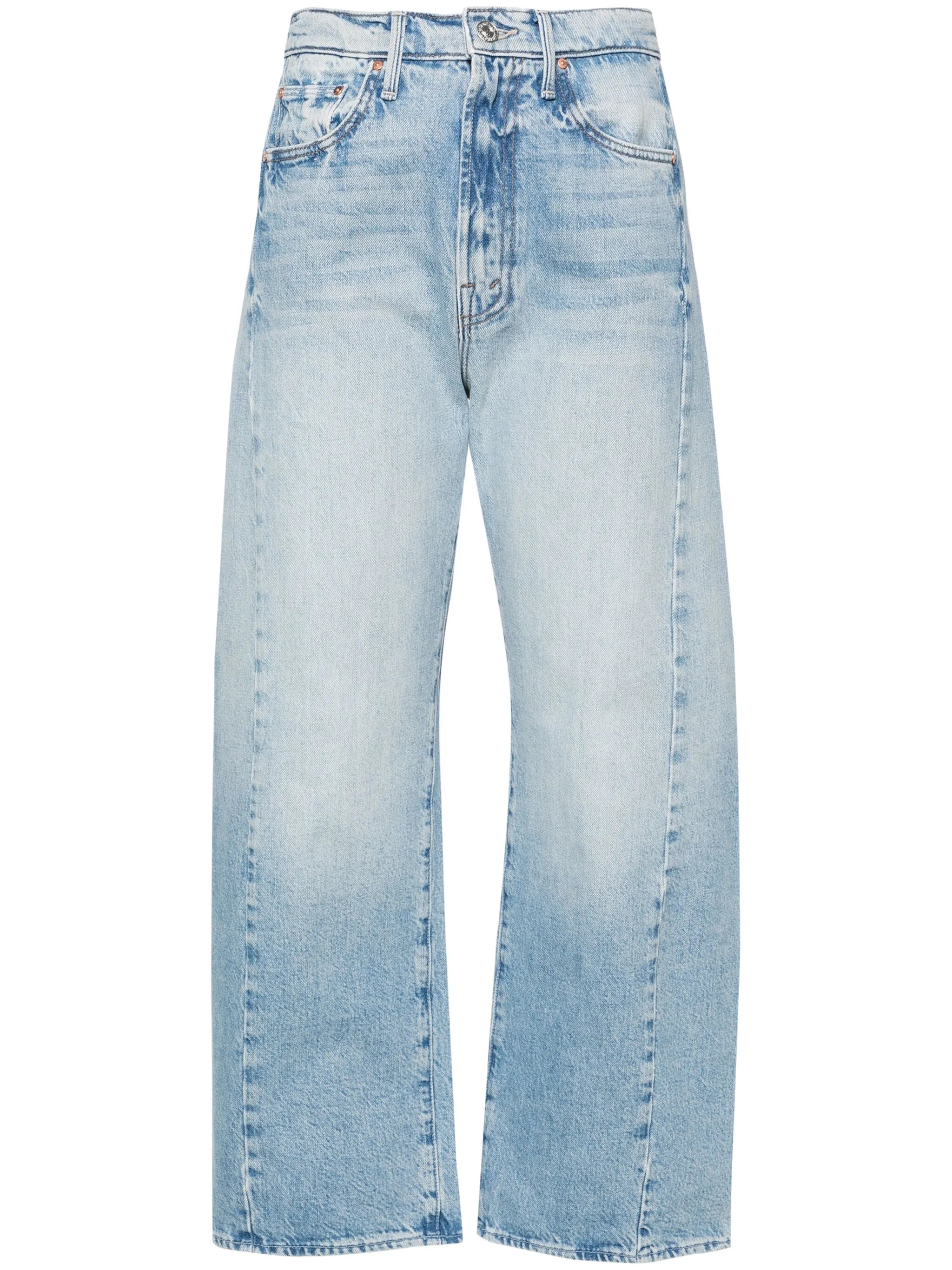 Light blue jeans on a white background