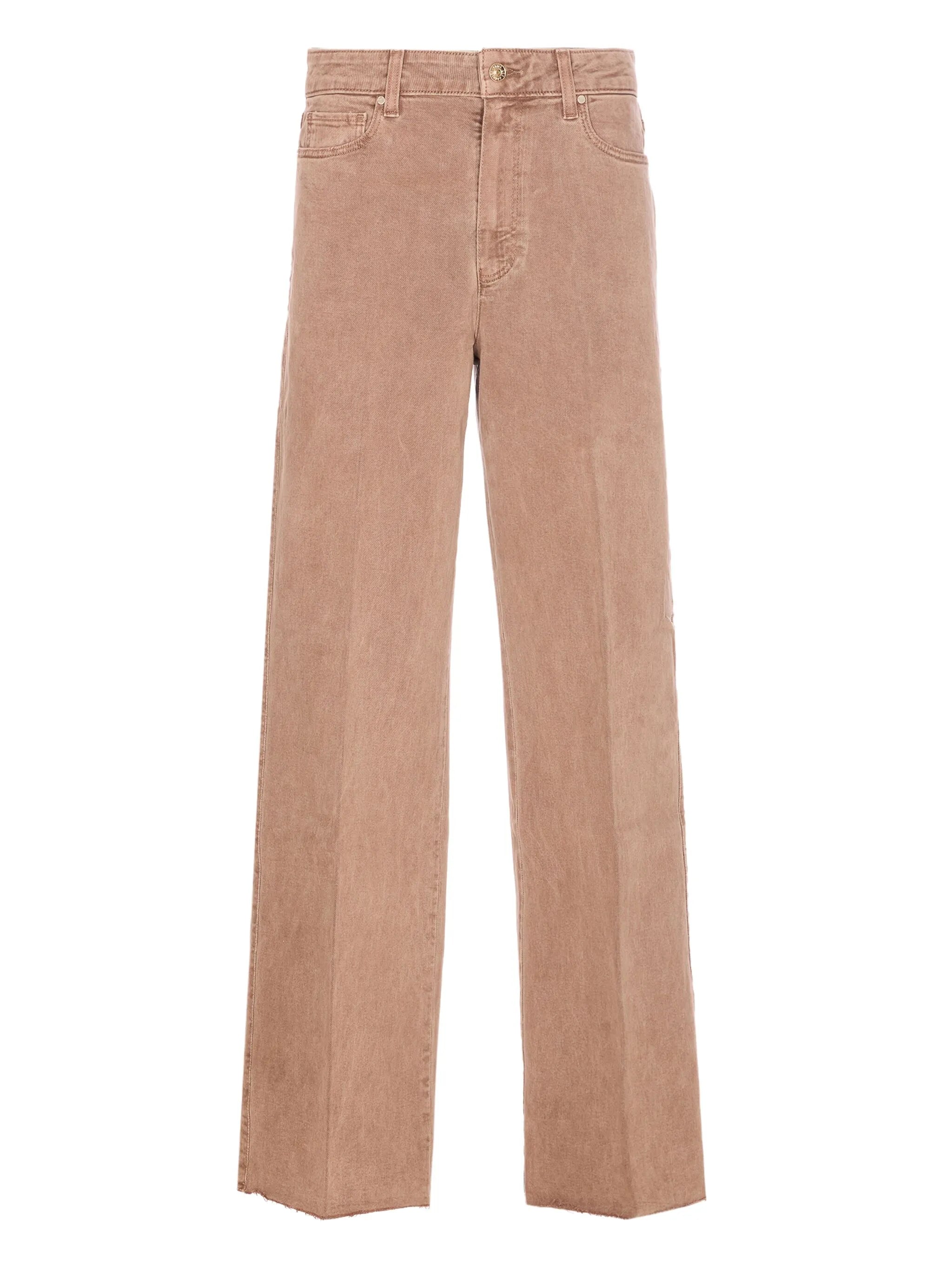 Pair of brown jeans on a white background