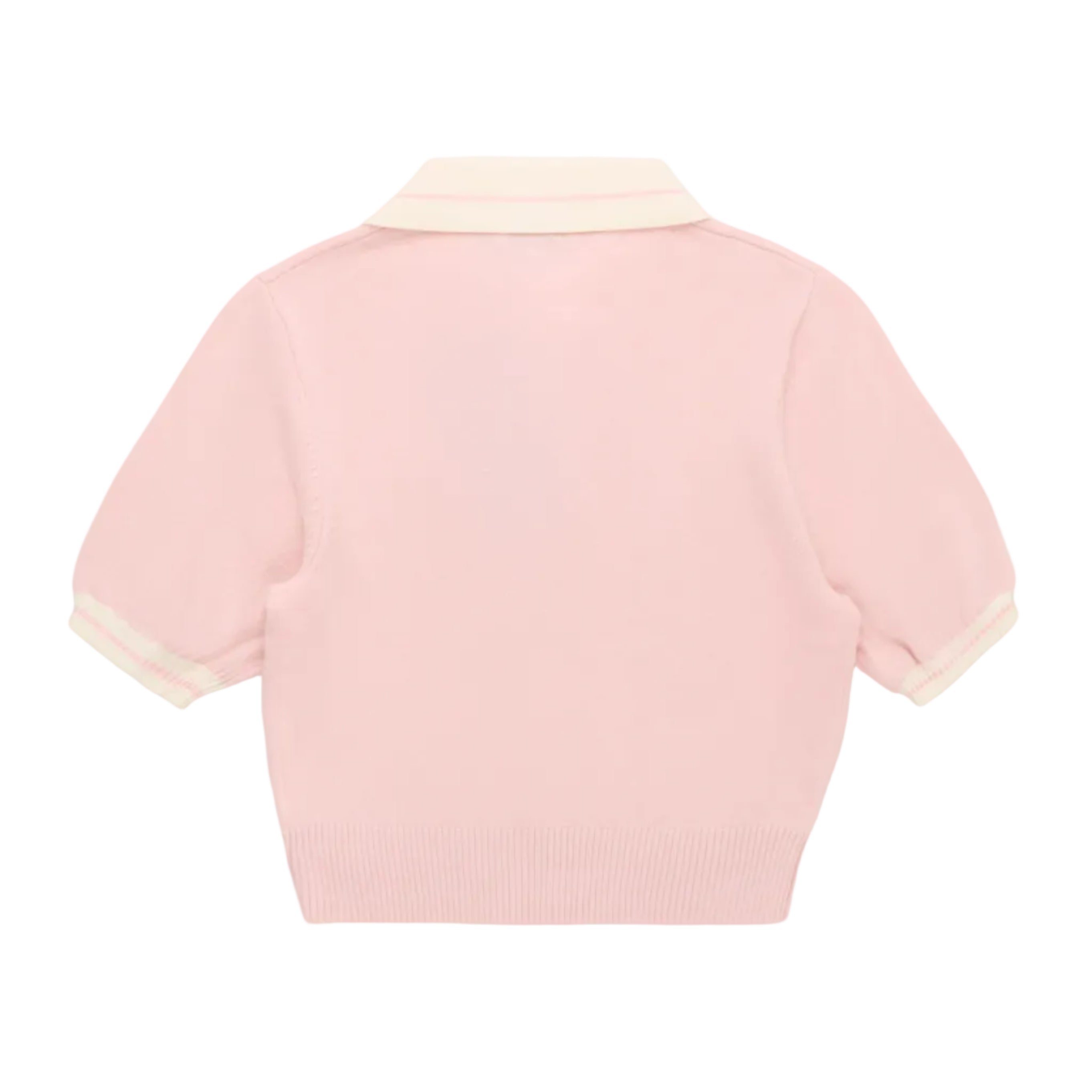 Pink cropped jacket with a collar on a white background
