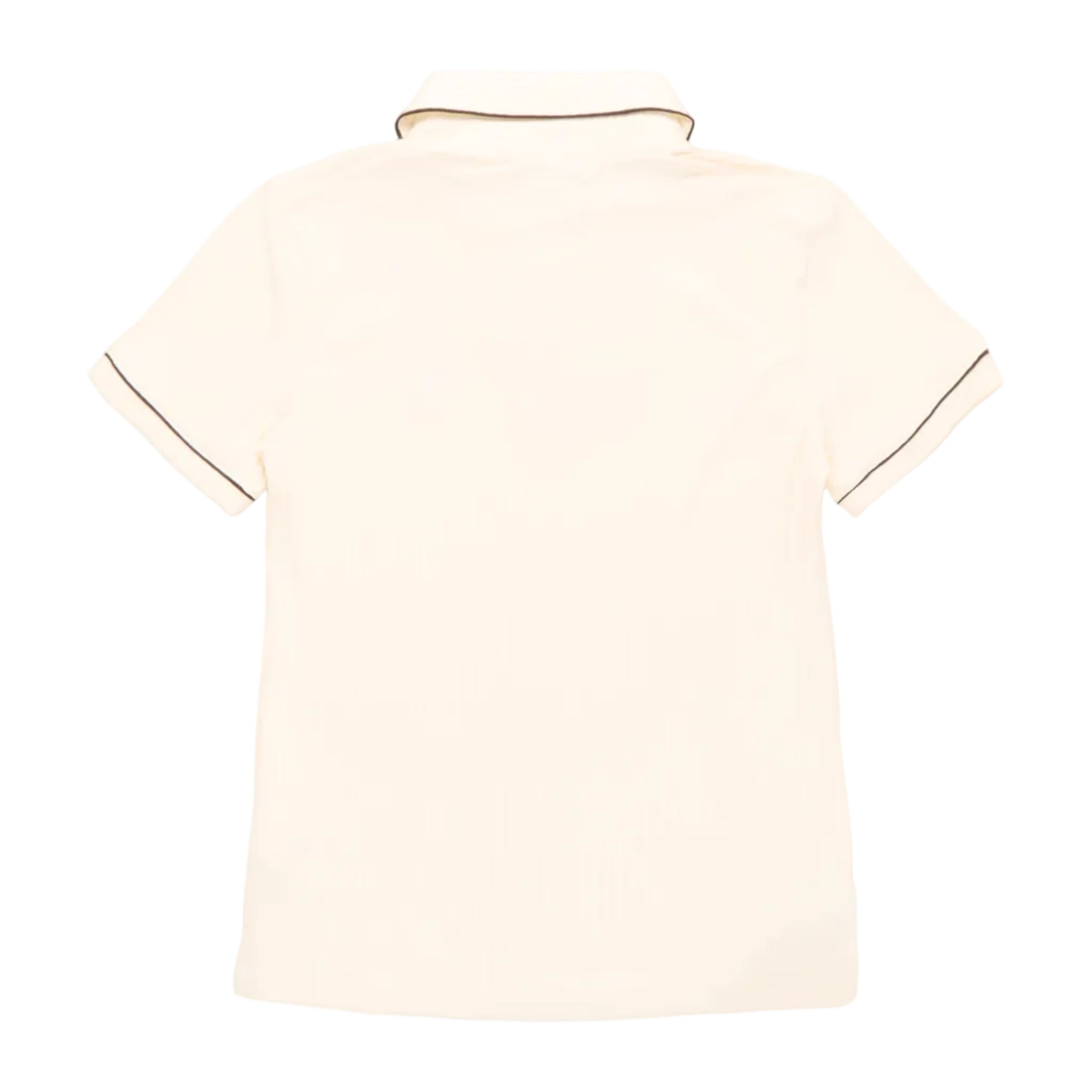 Back of an ivory polo on a white background