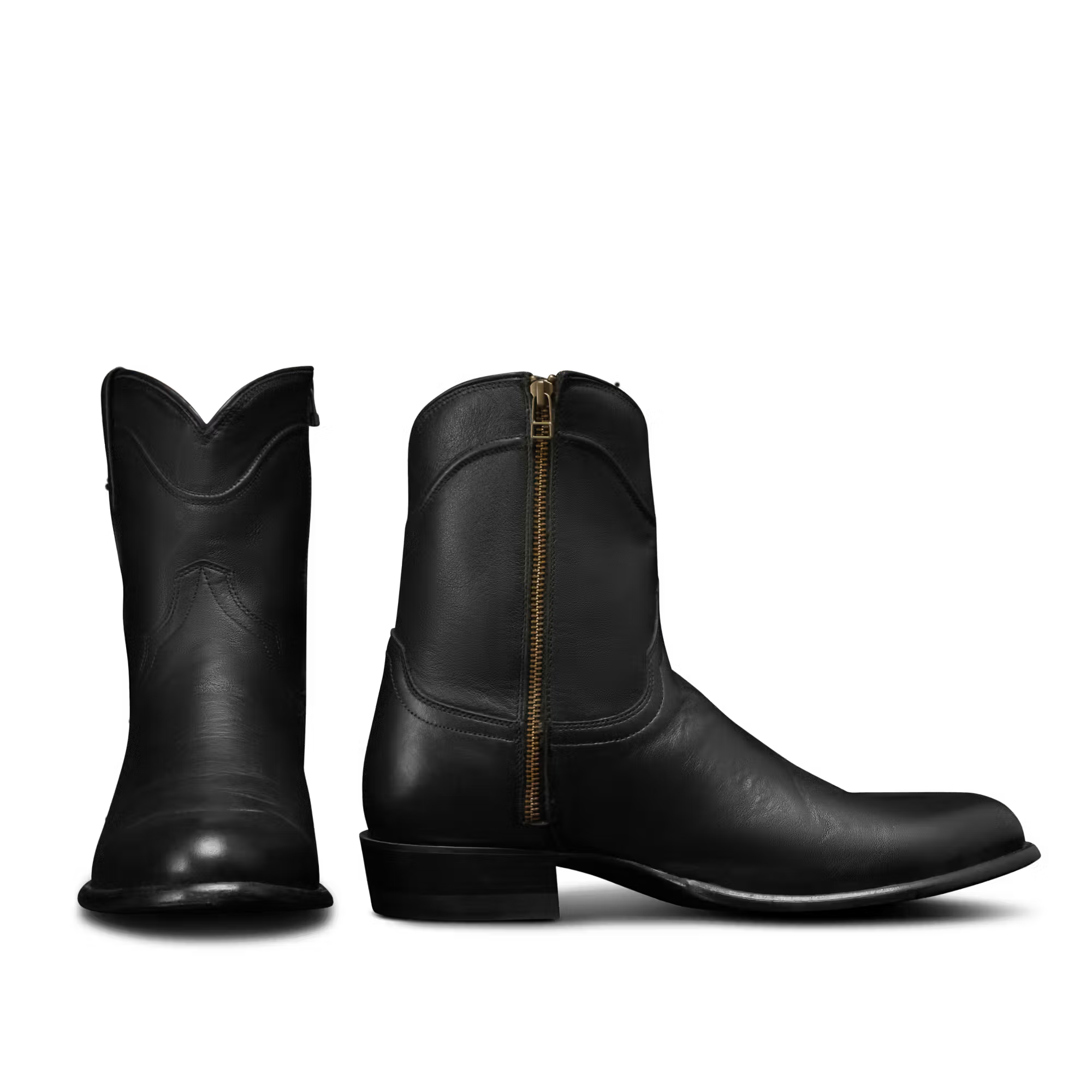 Black boots on a white background