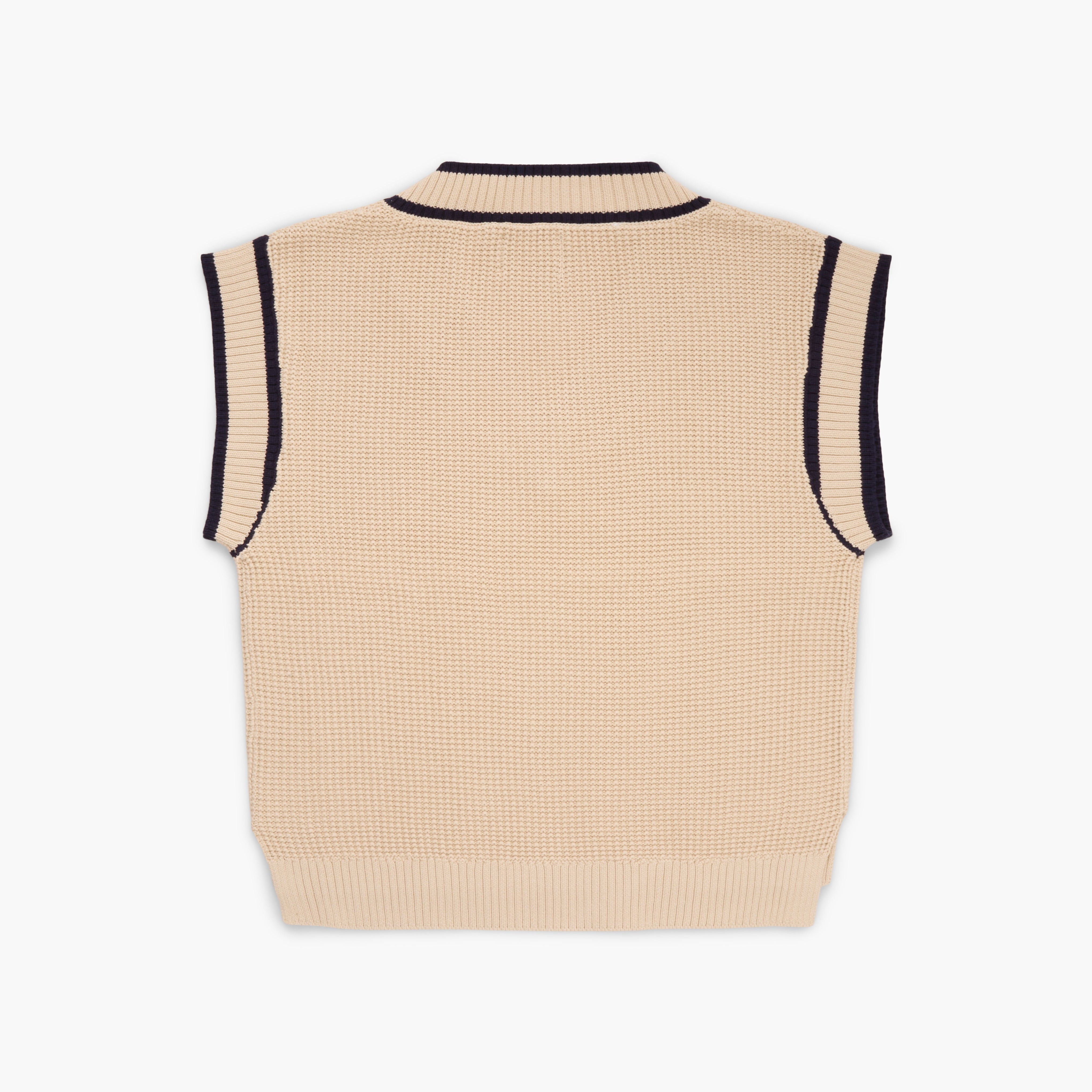 Cream sweater vest on a white background