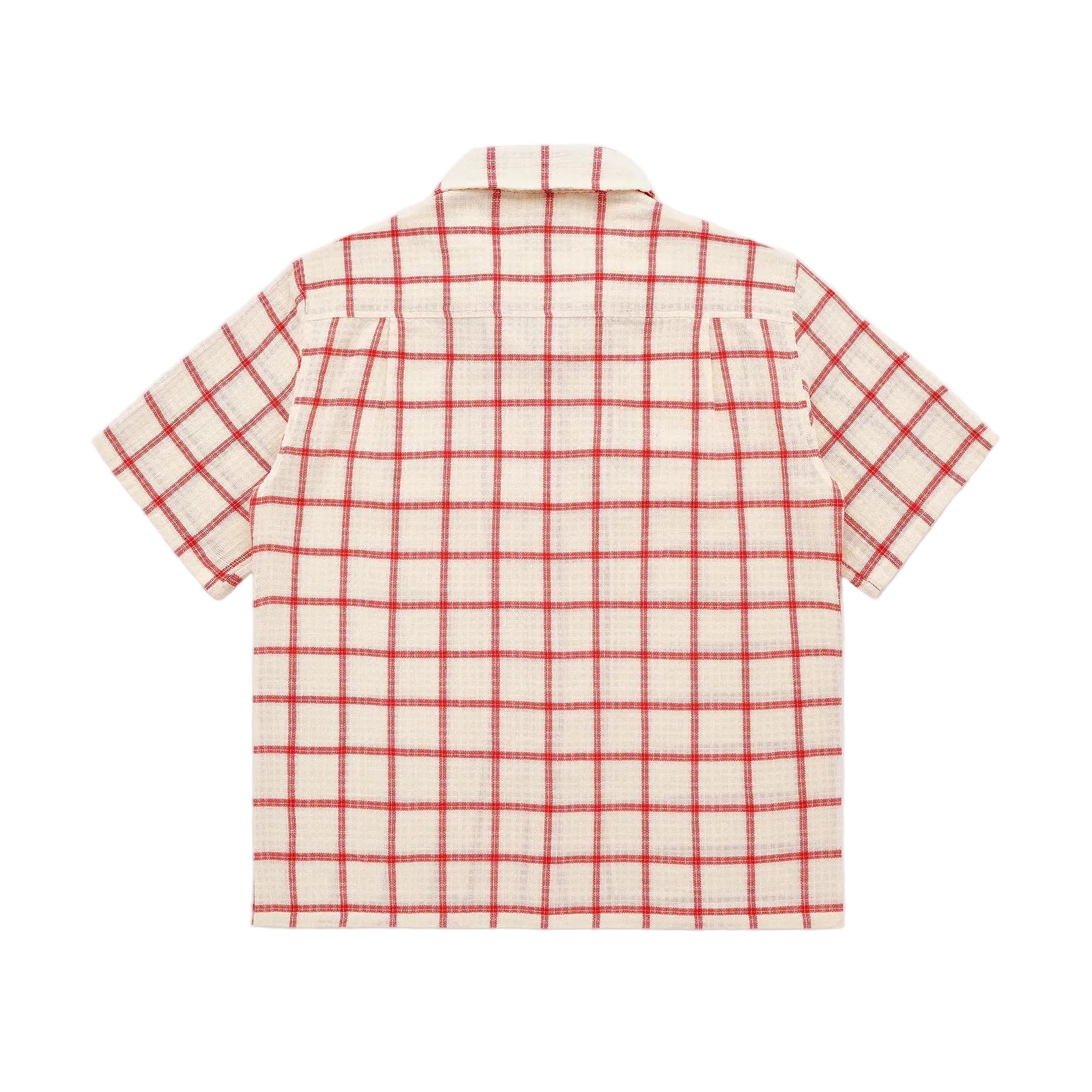 Red and ecru checkered shirt on a light background