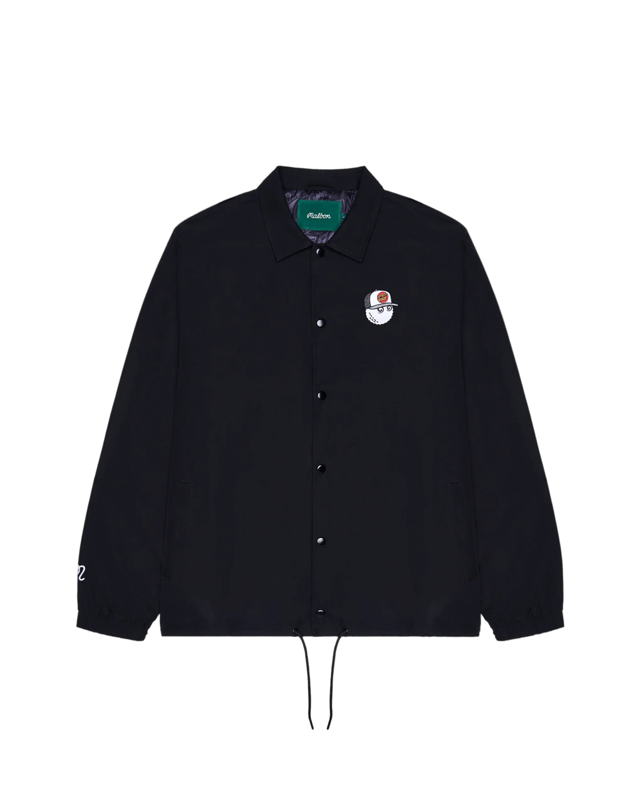 Black jacket with a logo on a white background