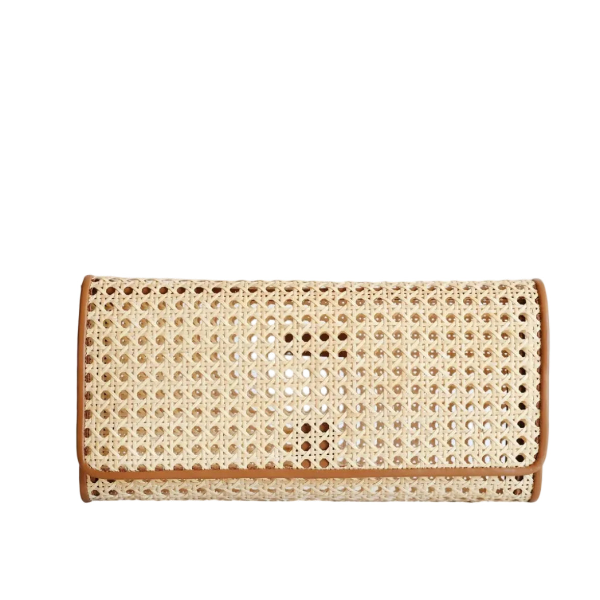 Woven clutch bag on a white background