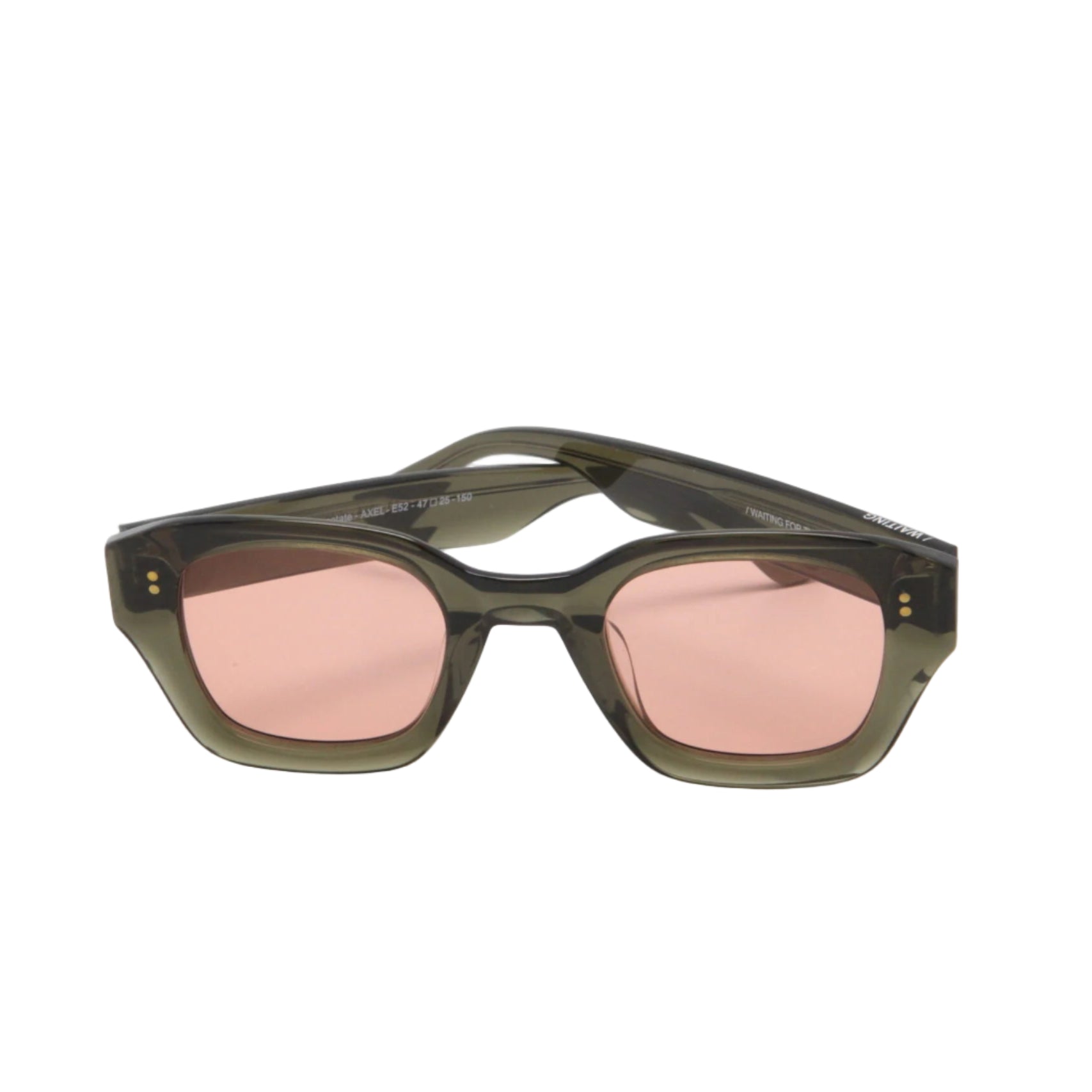 Sunglasses with pink lenses on a white background