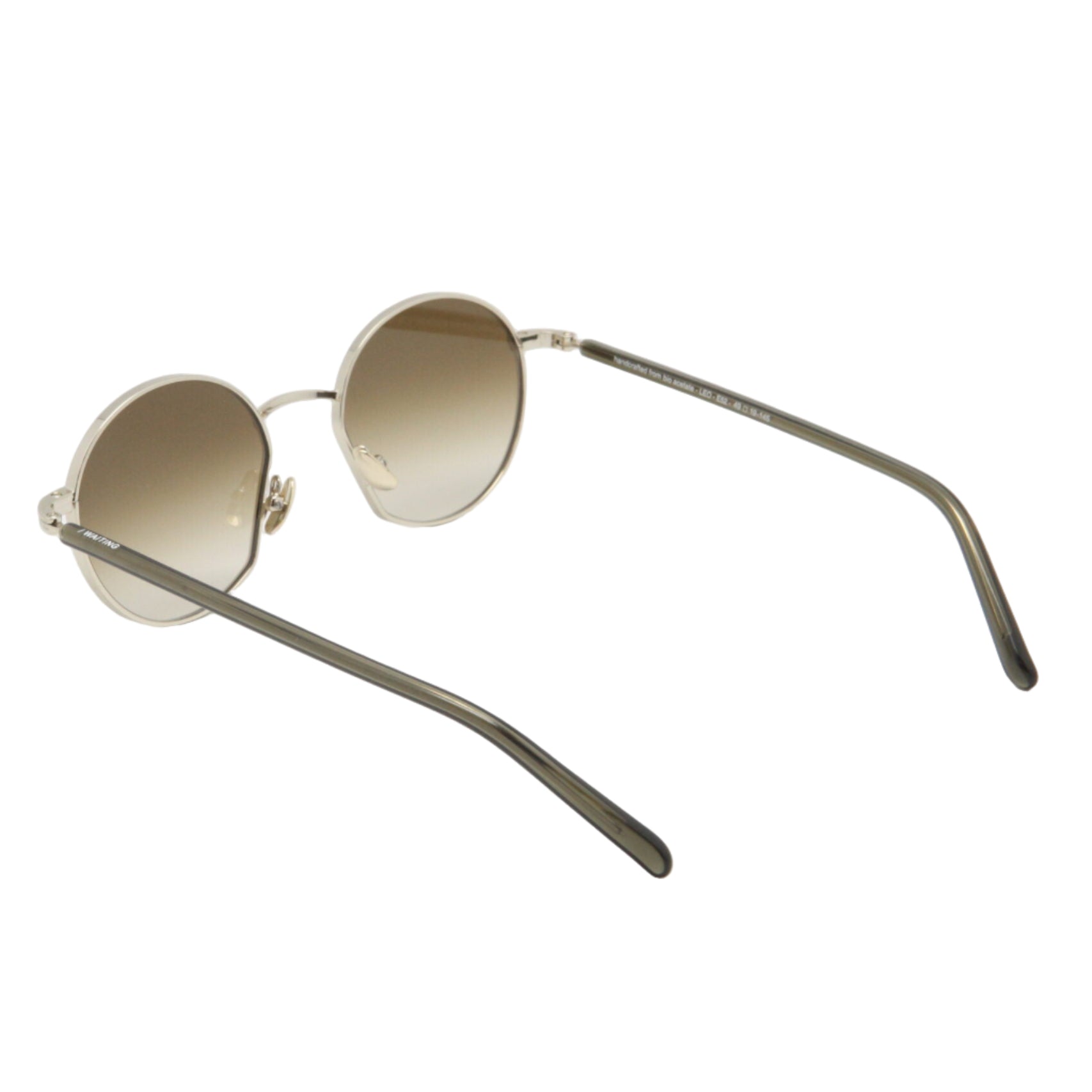 Round sunglasses with gold gradient lenses on a white background