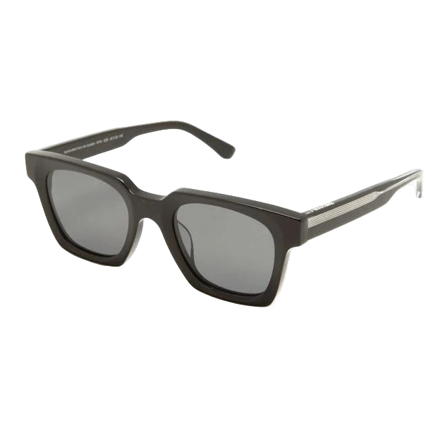 Black sunglasses with a white background