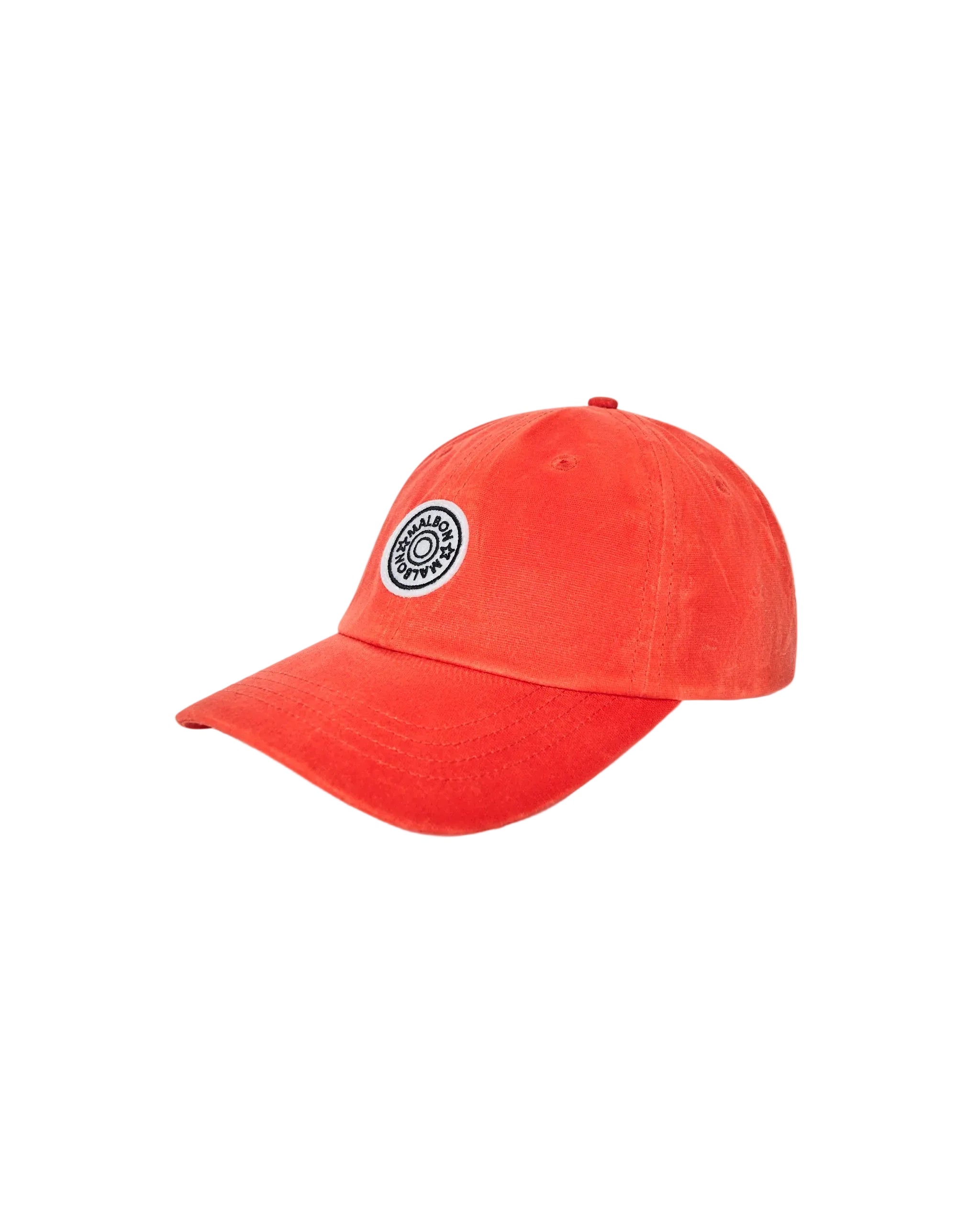 Red cap with a logo on a white background