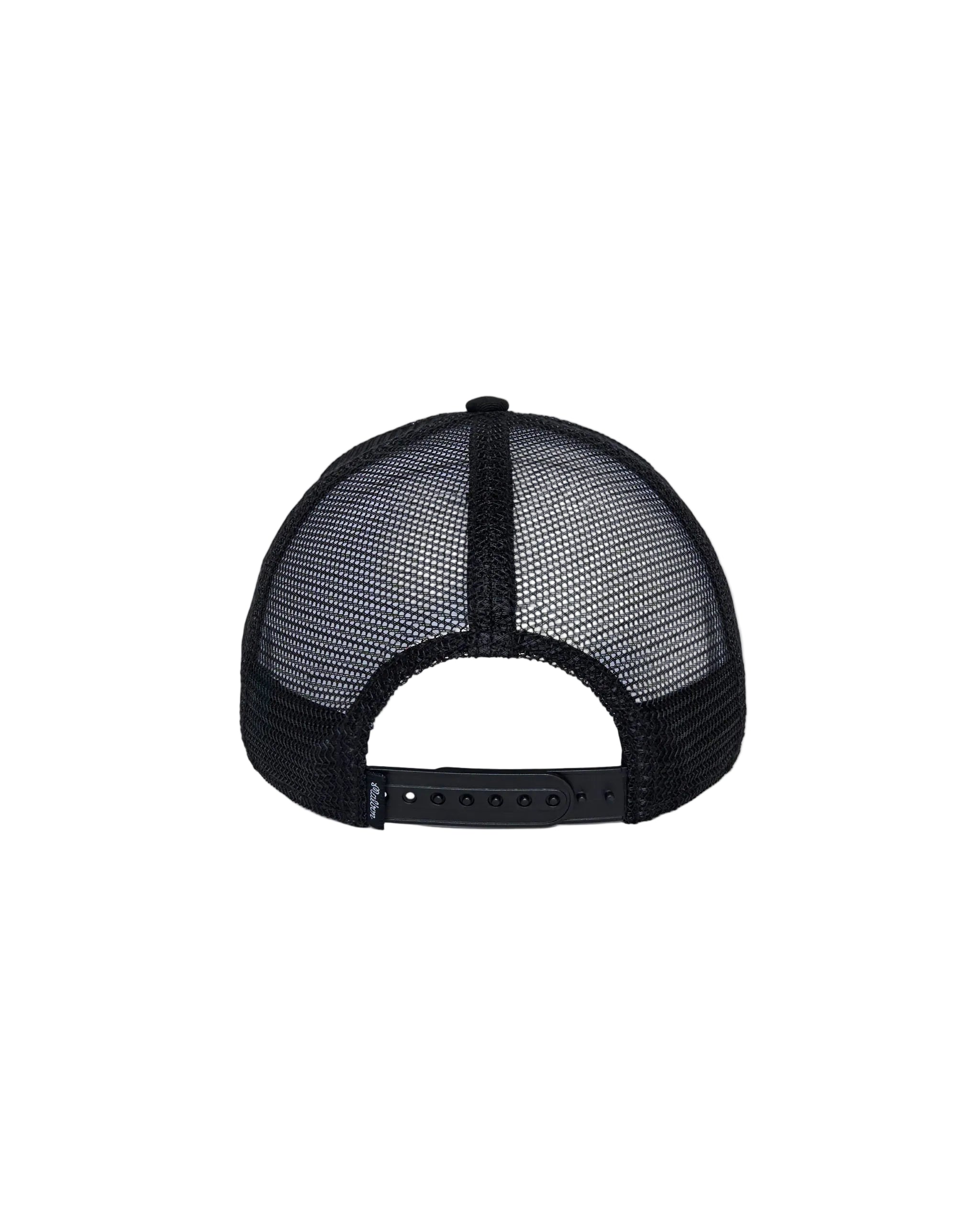 Black mesh cap on a light gray background