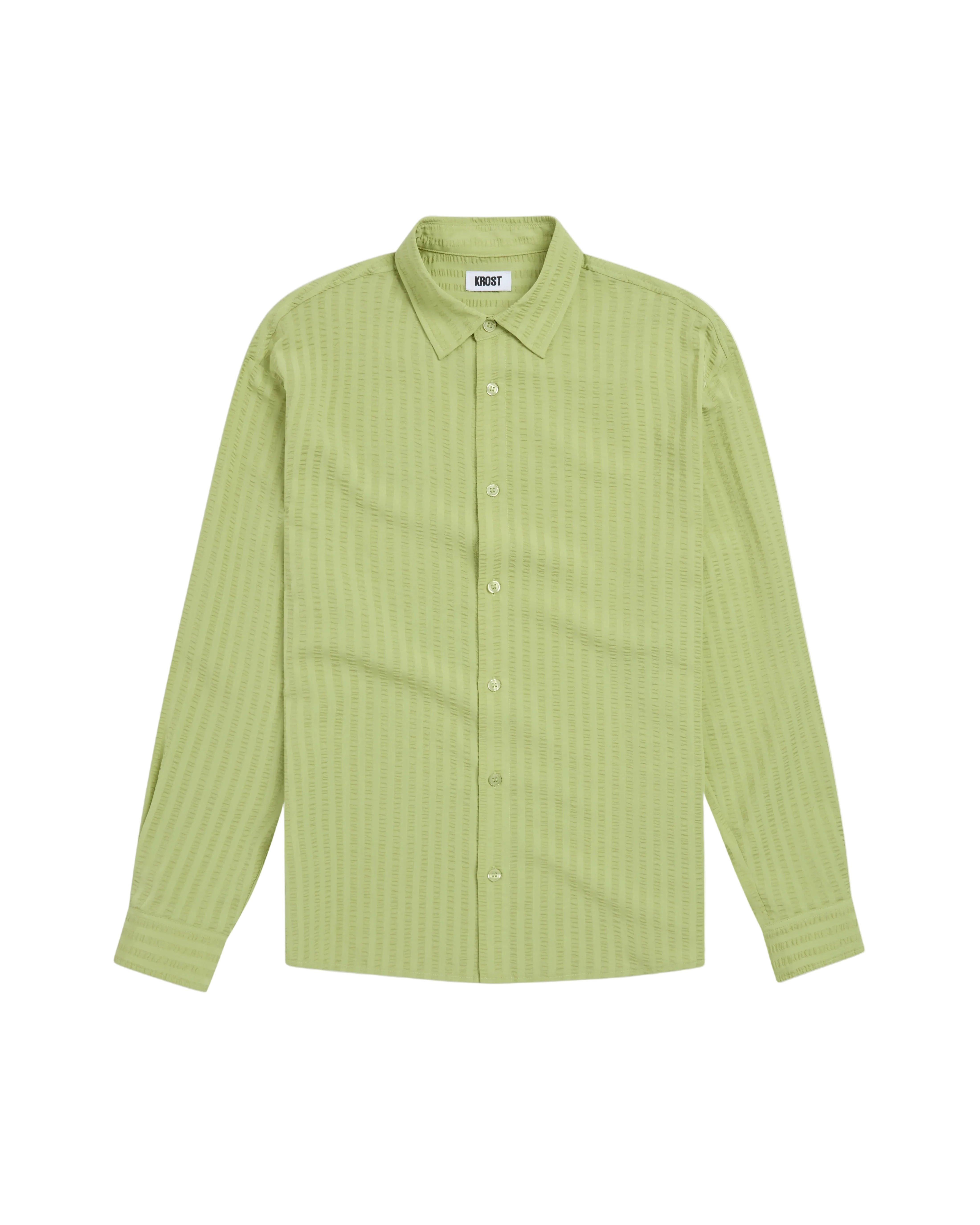 Green ribbed shirt on a white background