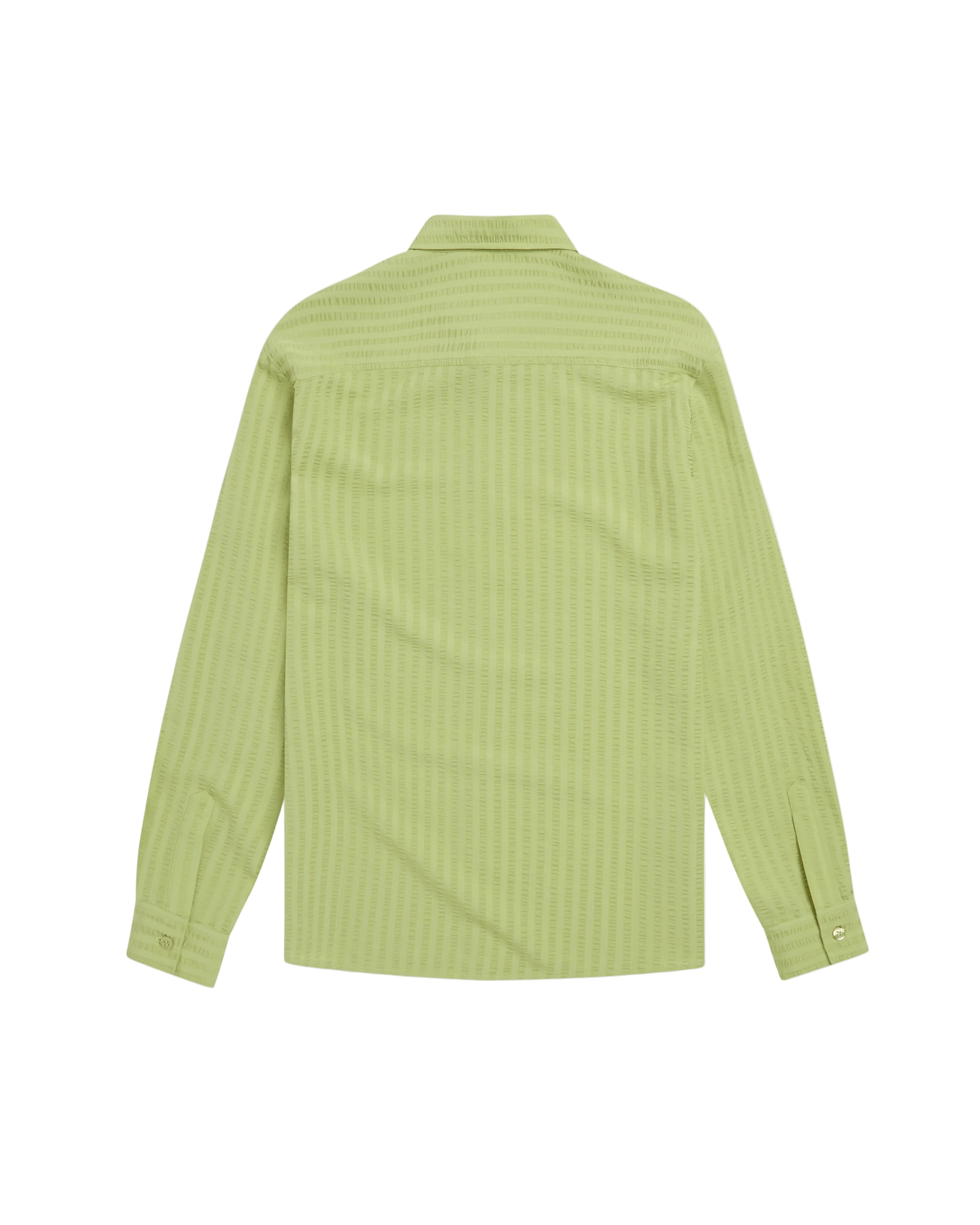 Green ribbed sweater on a white background