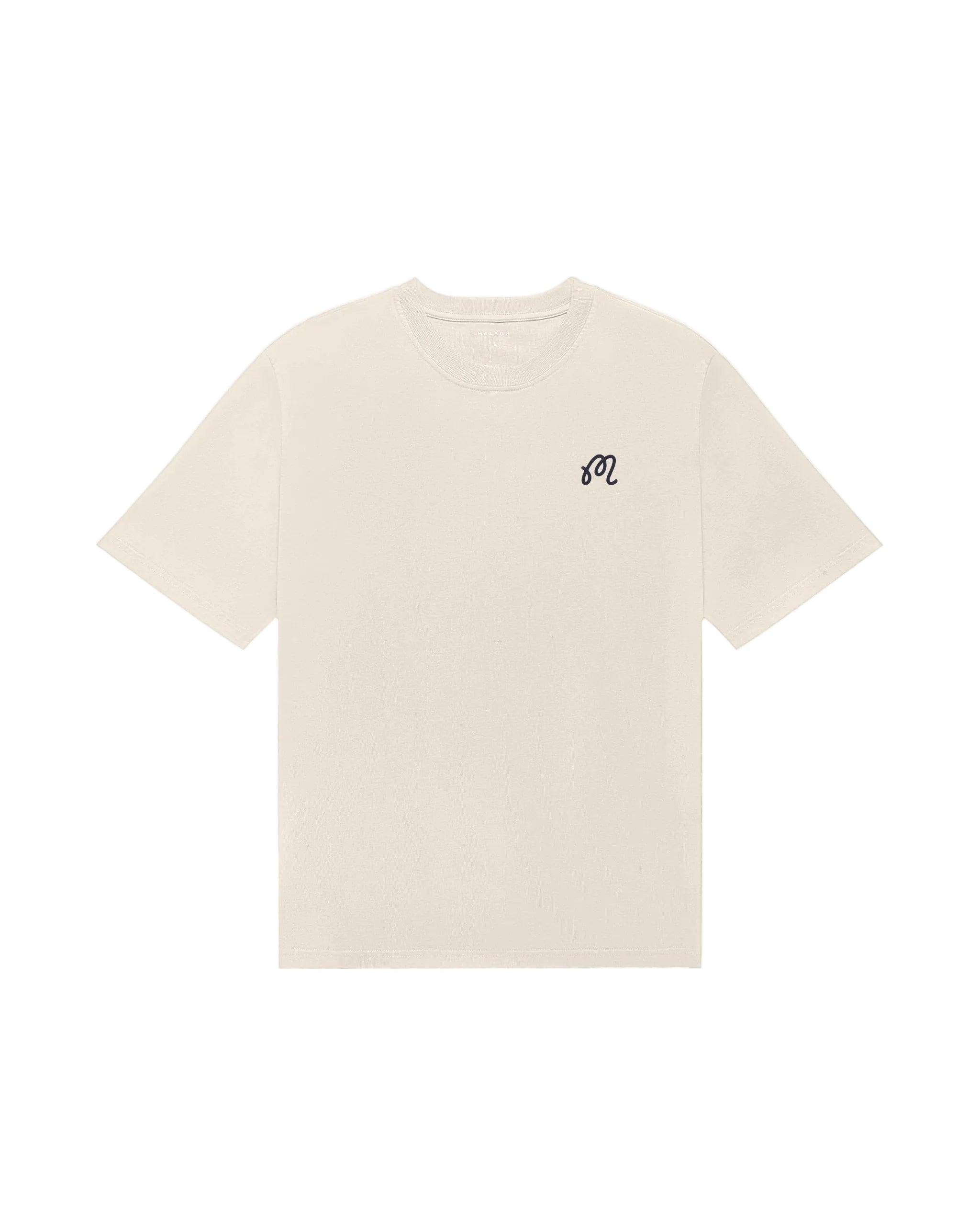 MALBON GOLF Torrey Pines Bermuda Tee in Egret - men's cream t-shirt front view