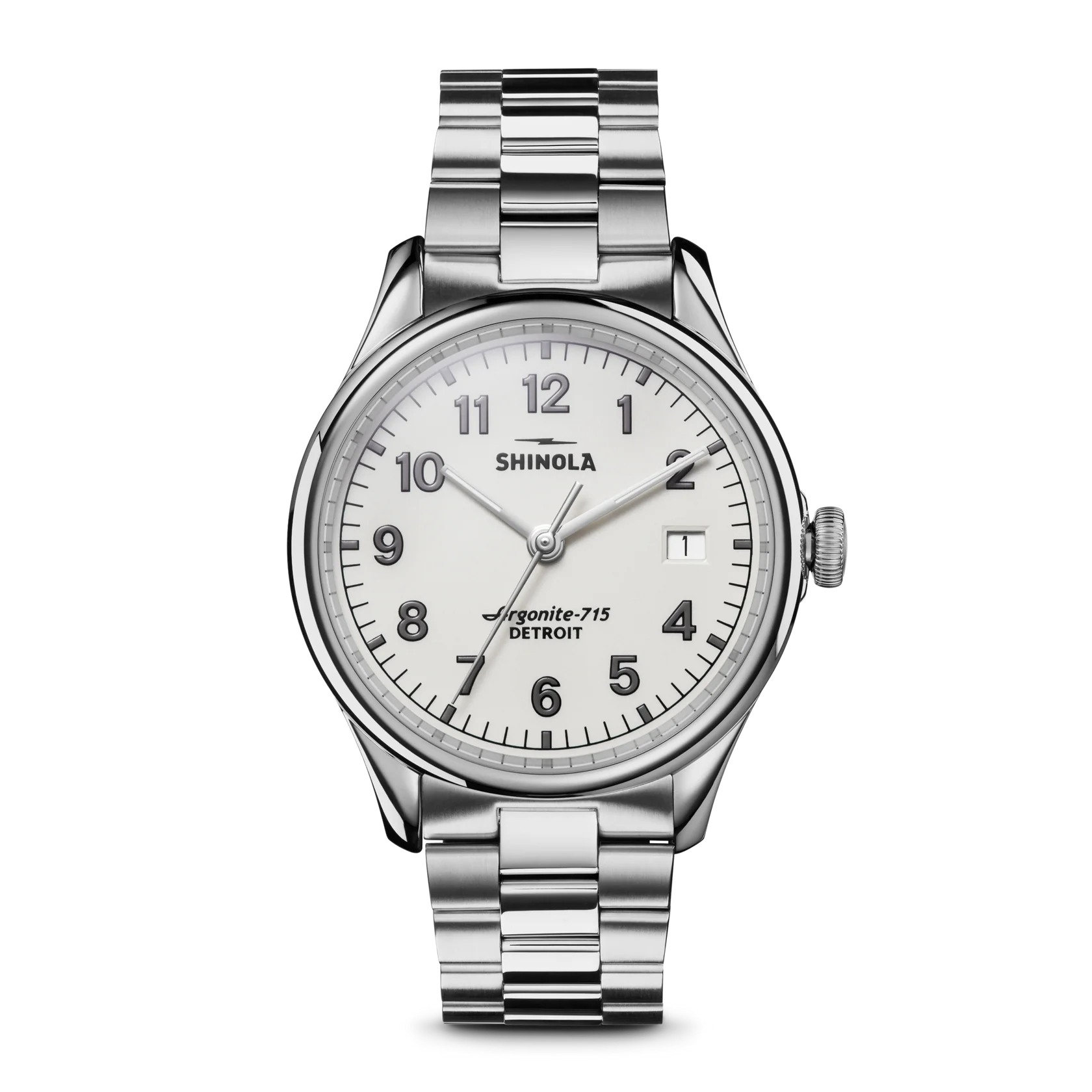 Silver analog watch on a white background