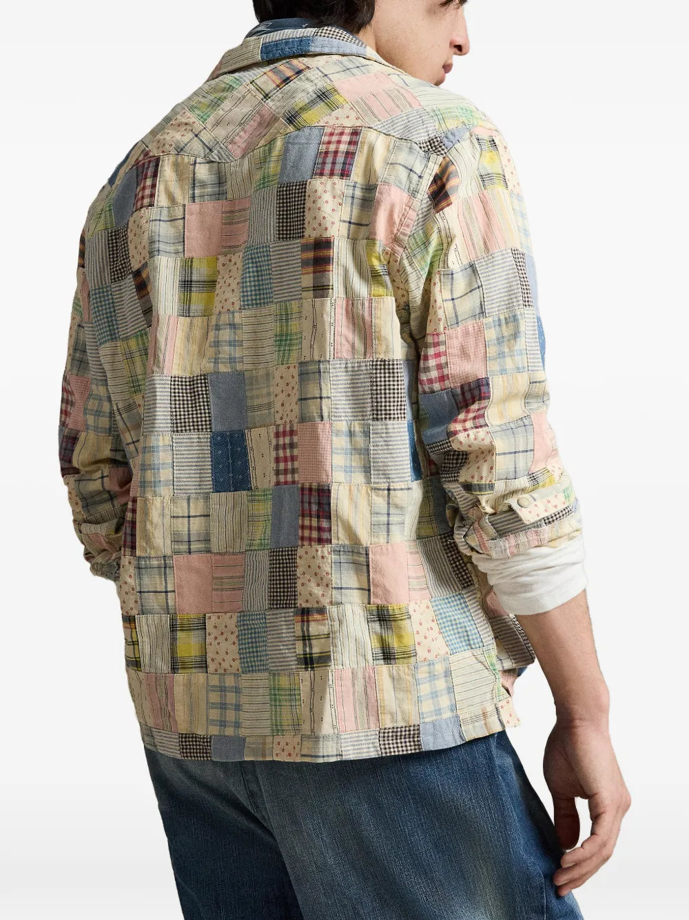 POLO RALPH LAUREN Country Folk Shirt in patchwork pattern, back view on male model