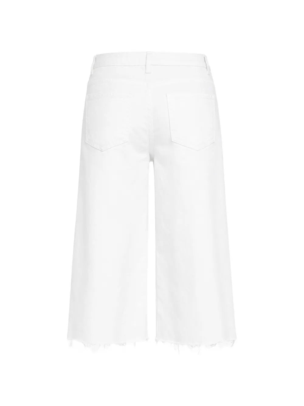 MOTHER The Whole Lot Zip Twist Fray white denim shorts back view