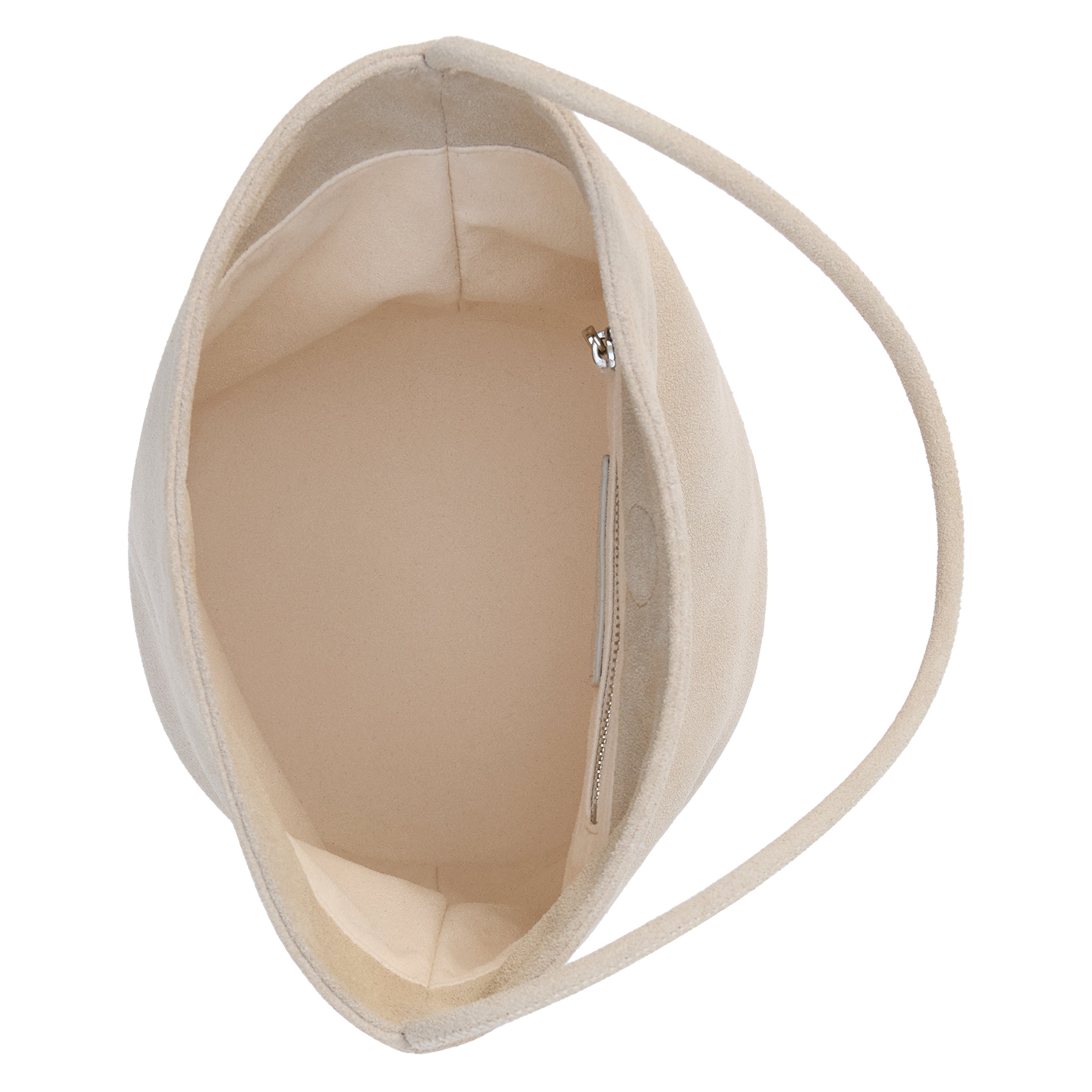 Beige handbag with a strap on a white background
