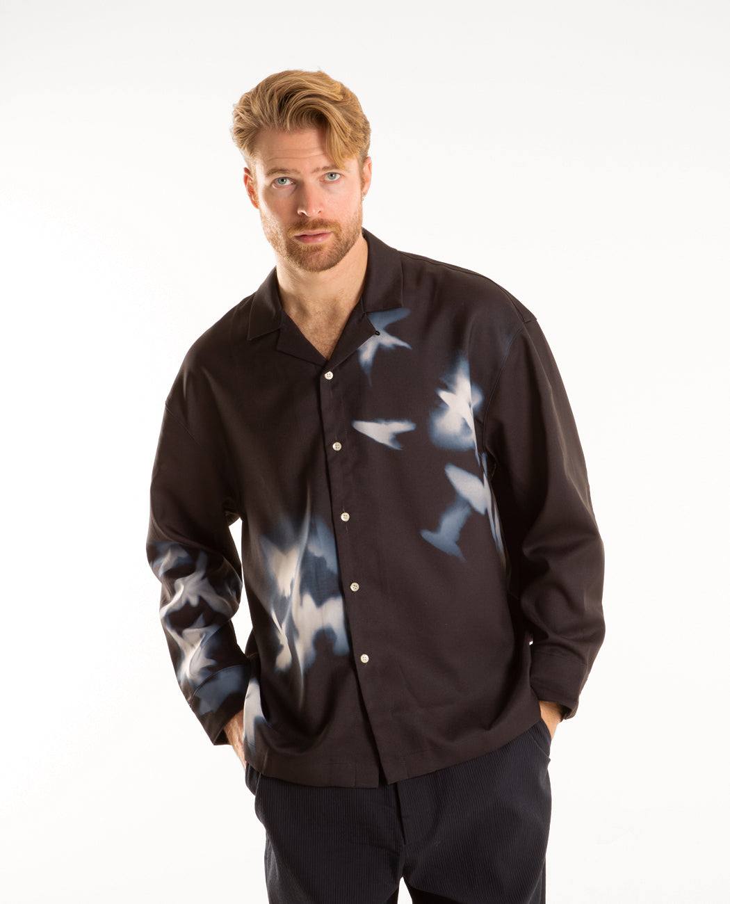 Flock Button-Up Shirt Men Shirts IISE
