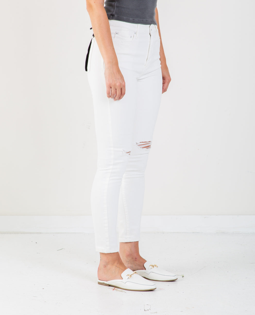 Hi N Wasted Blanc Sliced Pants Women Slim KSUBI