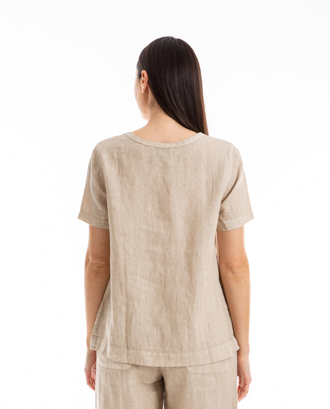 Boat Neck Linen Top Beach Sand Women Tees + Tanks HARIS COTTON
