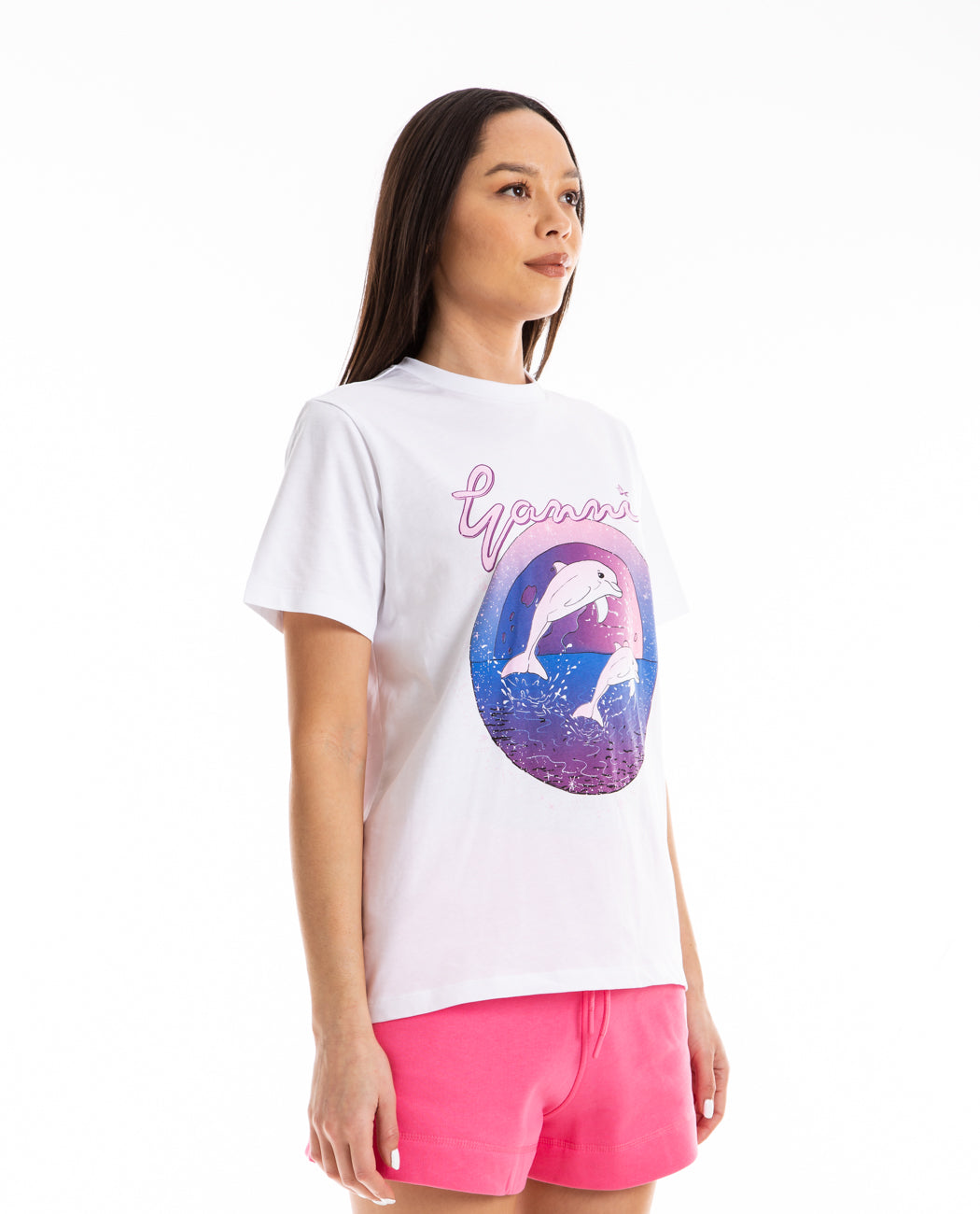 Basic Jersey Dolphin Relaxed Tee Women Tees + Tanks GANNI