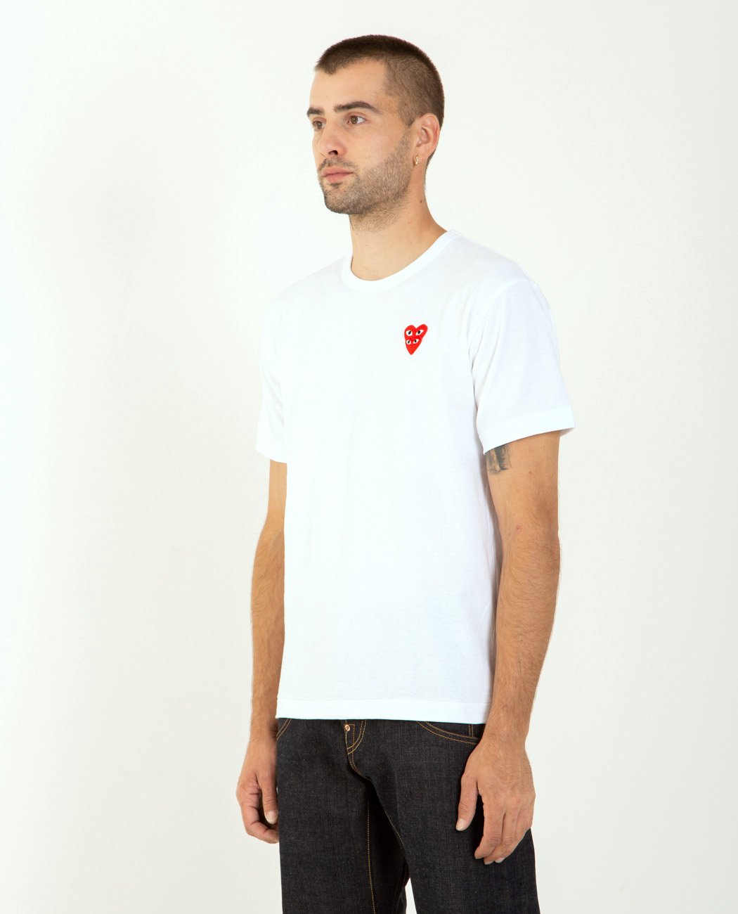 Stacked Red Heart Tee White-COMME DES GARÇONS PLAY-American Rag Cie