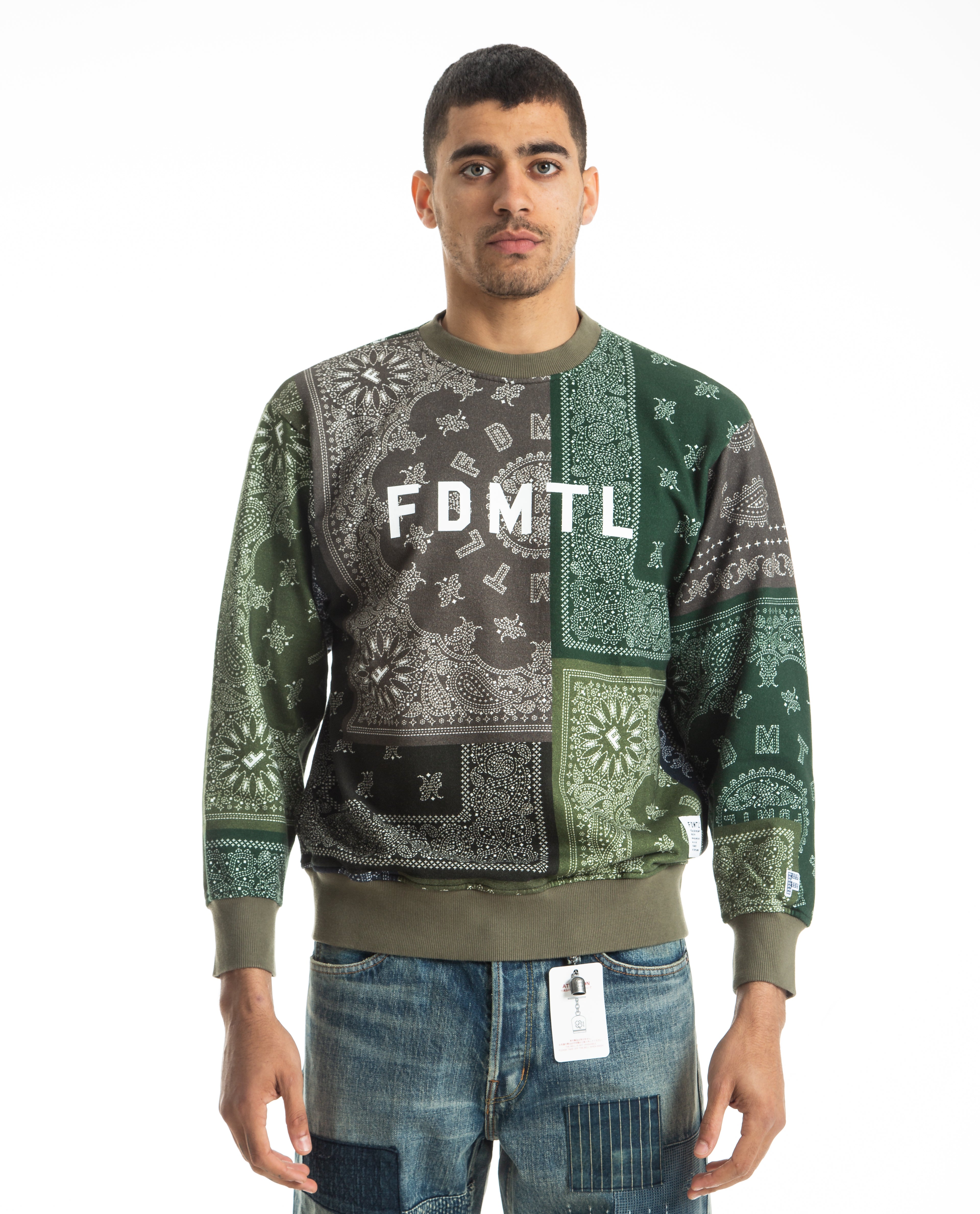 Patchwork crewneck outlet