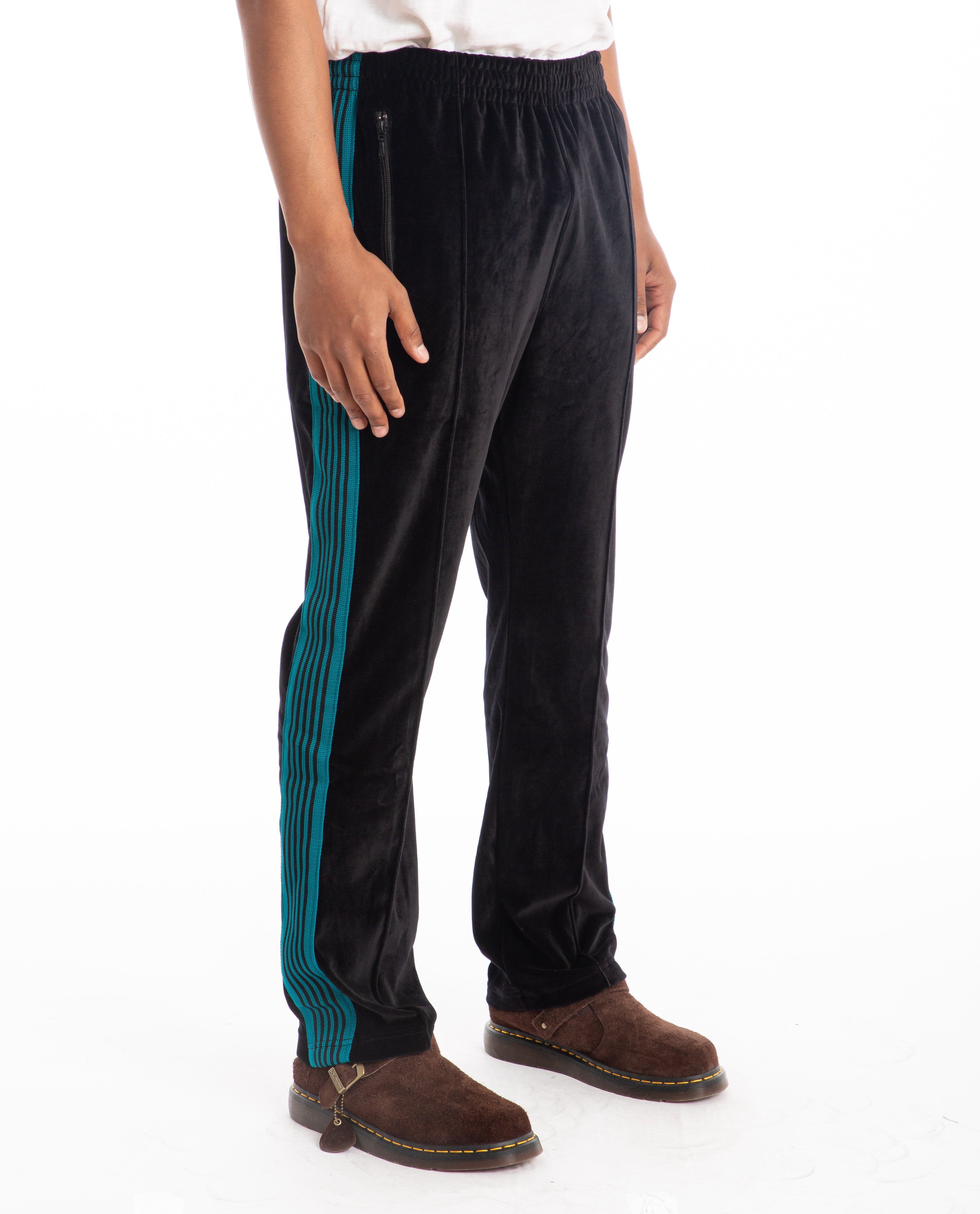 Narrow Velour Track Pant Black