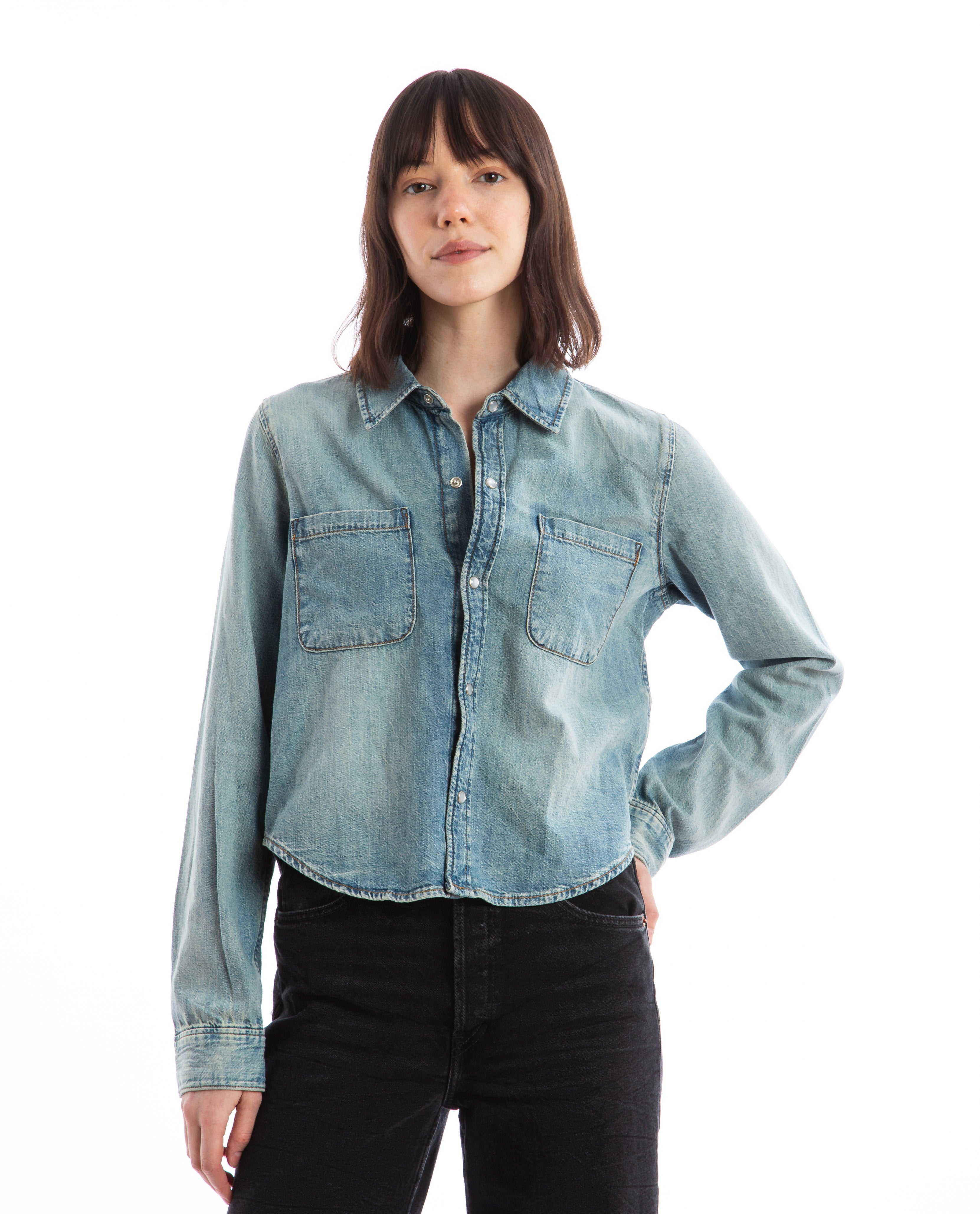 Ameri DETACHABLE SLEEVE DENIM SHIRT