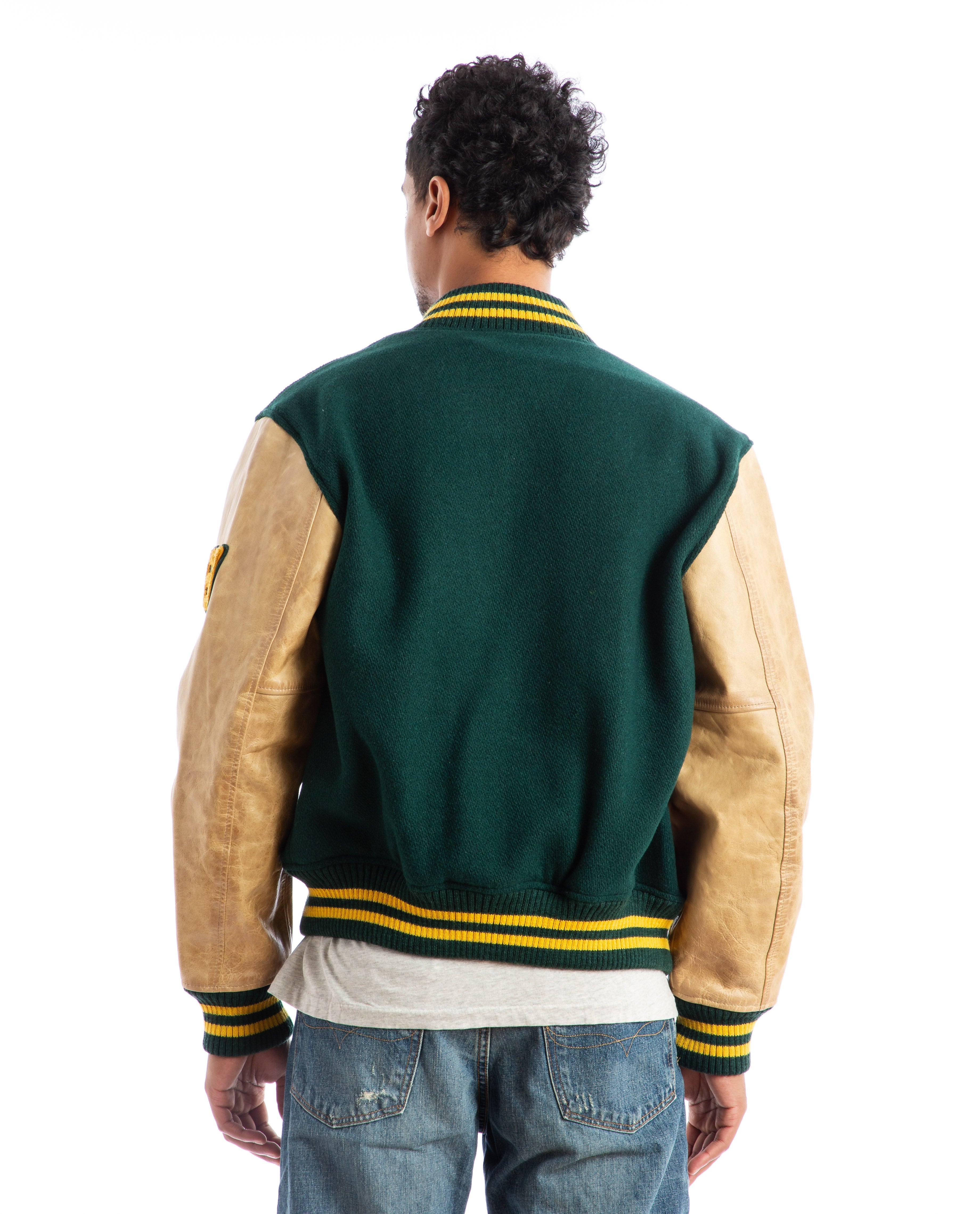 Denim and twill letterman jacket outlet