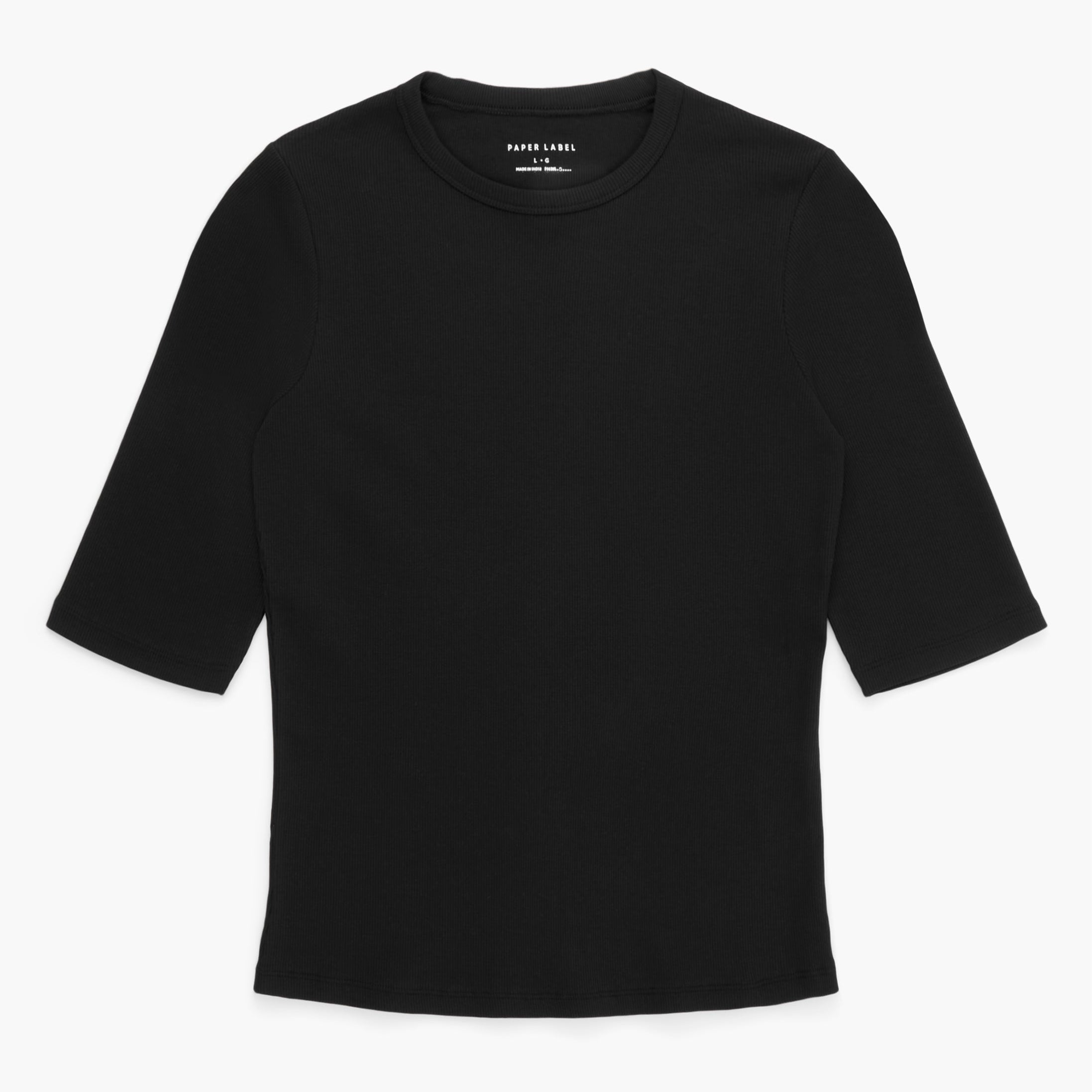 Black t-shirt on a white background