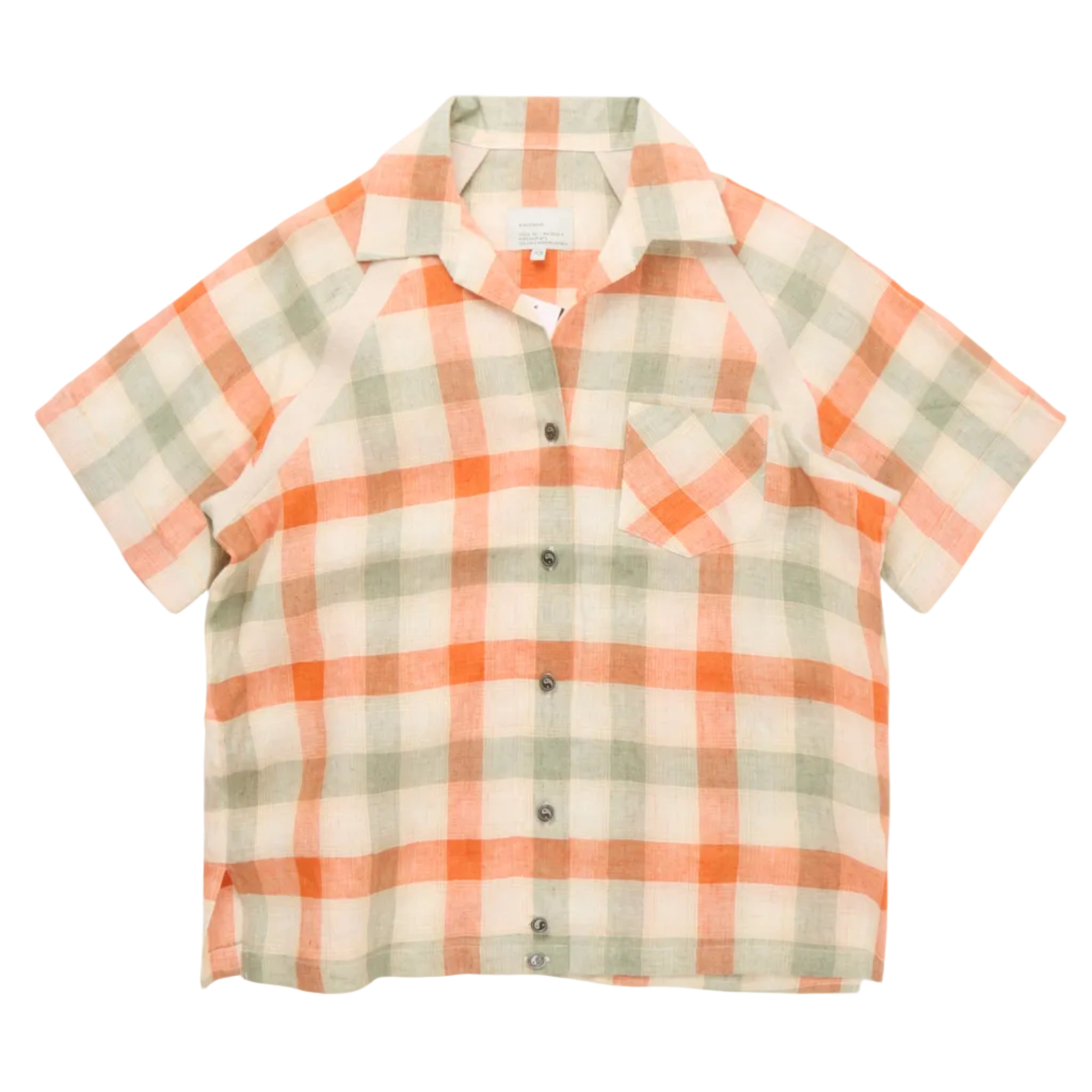 Plaid shirt with short sleeves on a white background