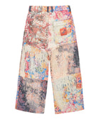 Colorful patterned pants on a white background