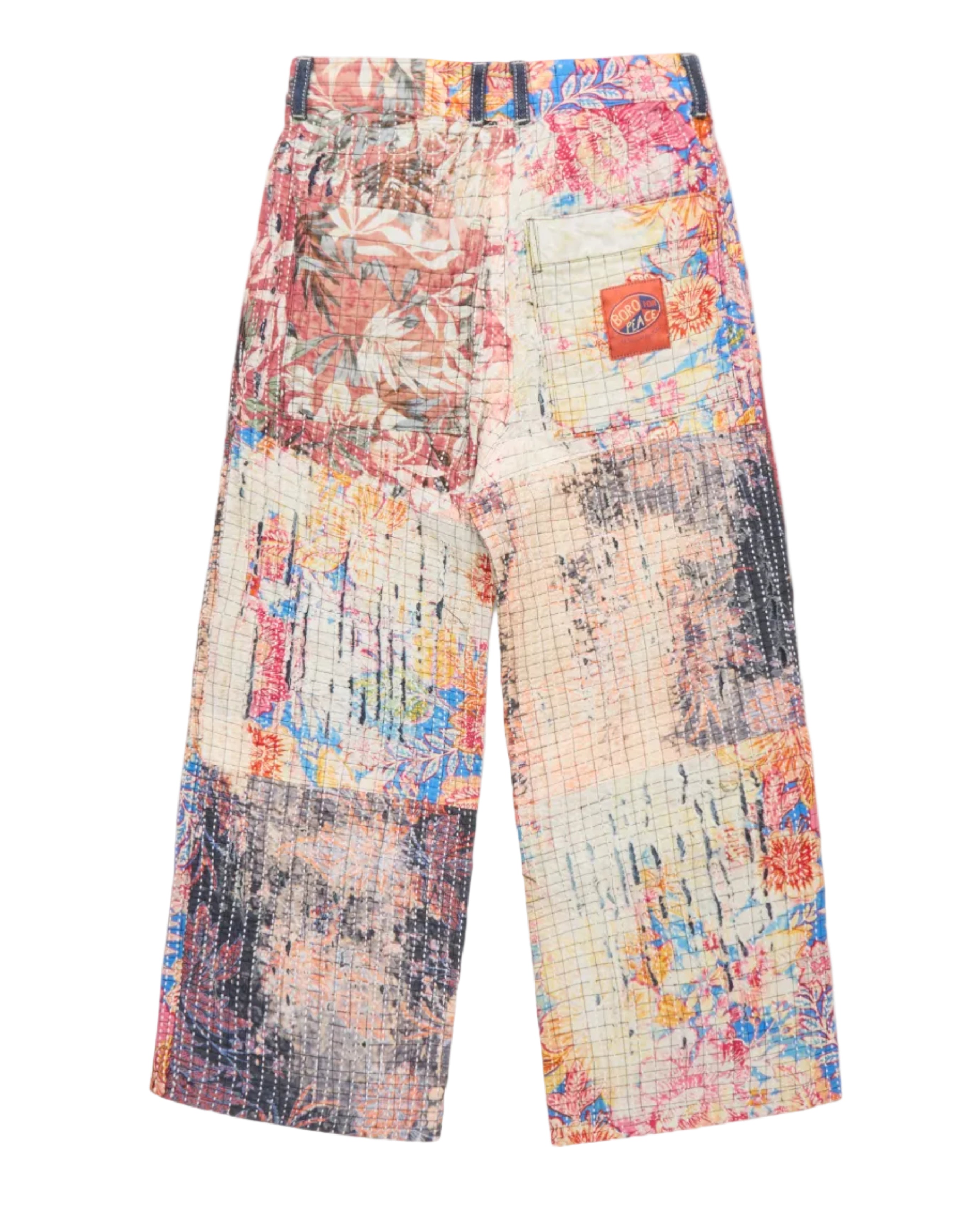 Colorful patterned pants on a white background