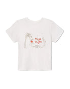 RE/DONE Spring Fling Classic Tee in vintage white with tropical graphic, back view