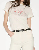 RE/DONE Spring Fling Classic Tee in vintage white with red graphic, front view