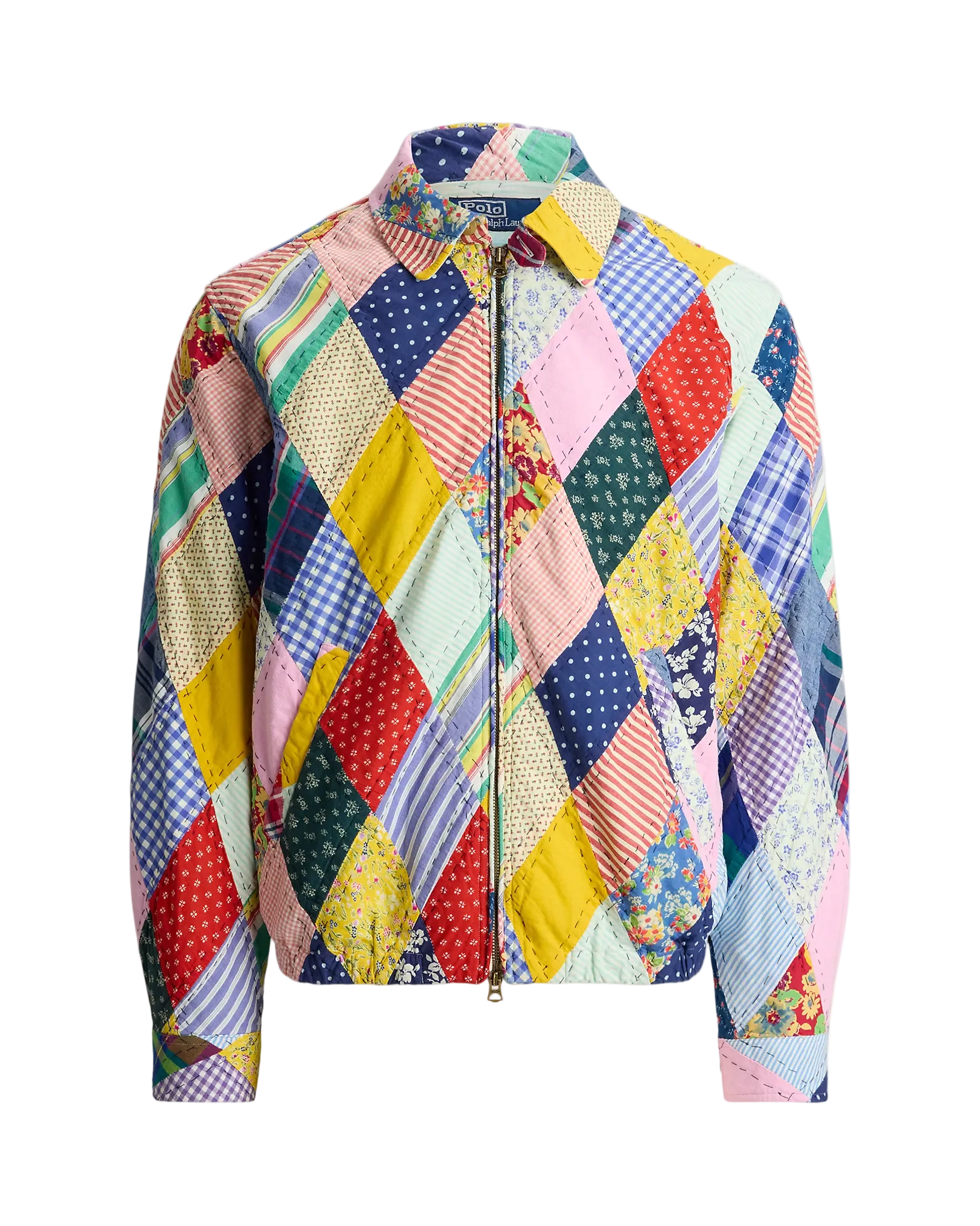 Multicolored patchwork jacket on a white background