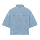 Light blue denim shirt on a white background