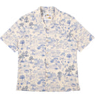 Short-sleeve shirt with blue pattern on a white background